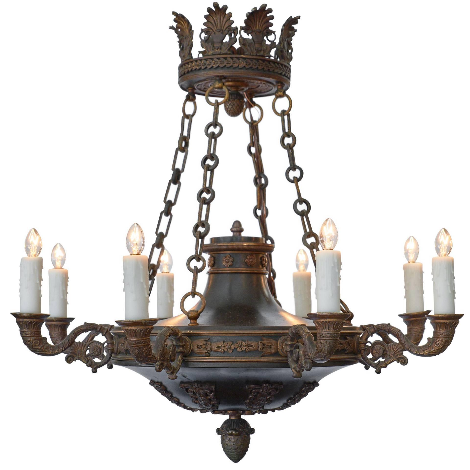 Empire Style Antique Bronze Chandelier at 1stDibs