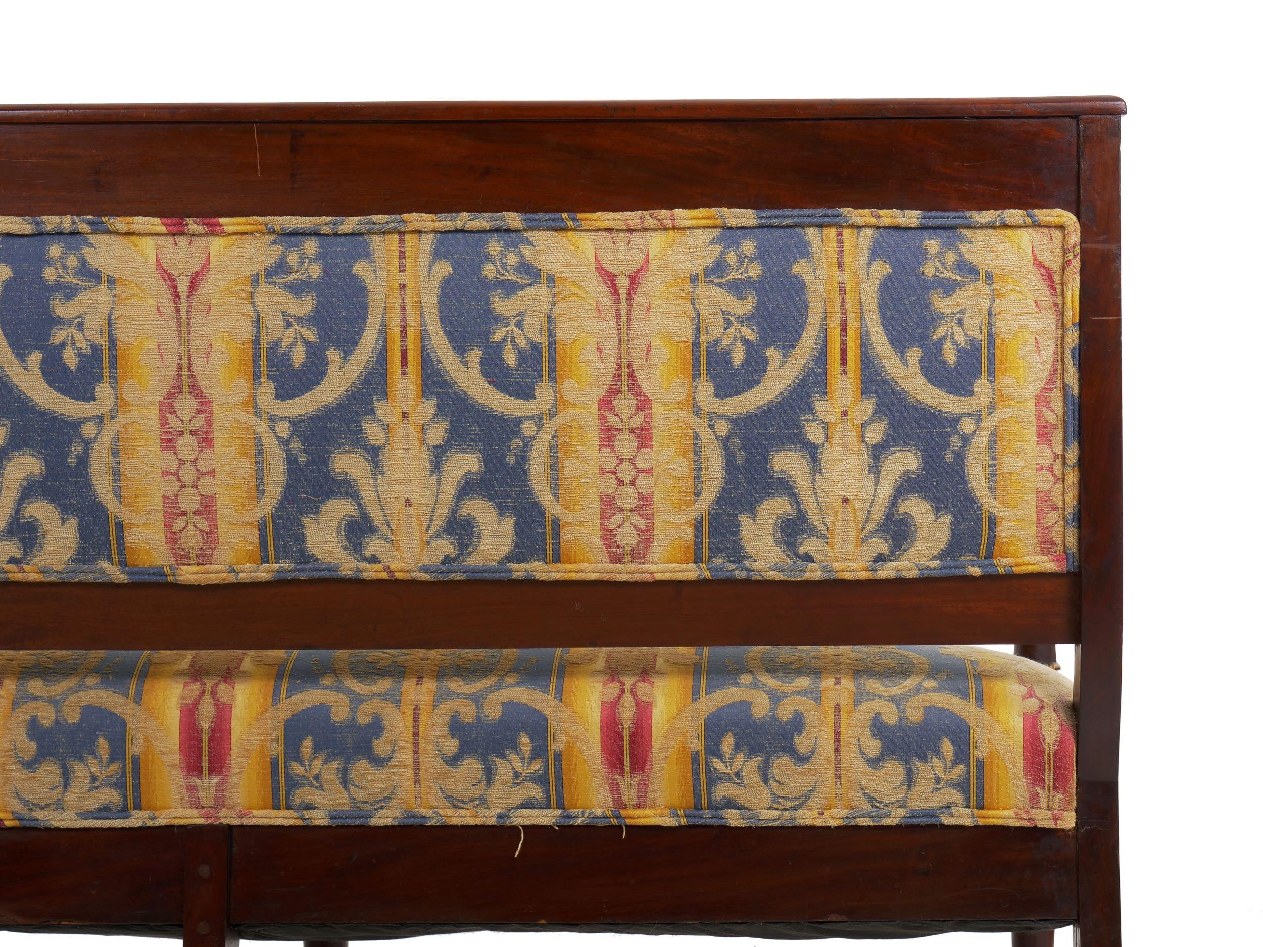 Empire Style Antique Mahogany Winged Sofa Settee, Early 20th Century 8