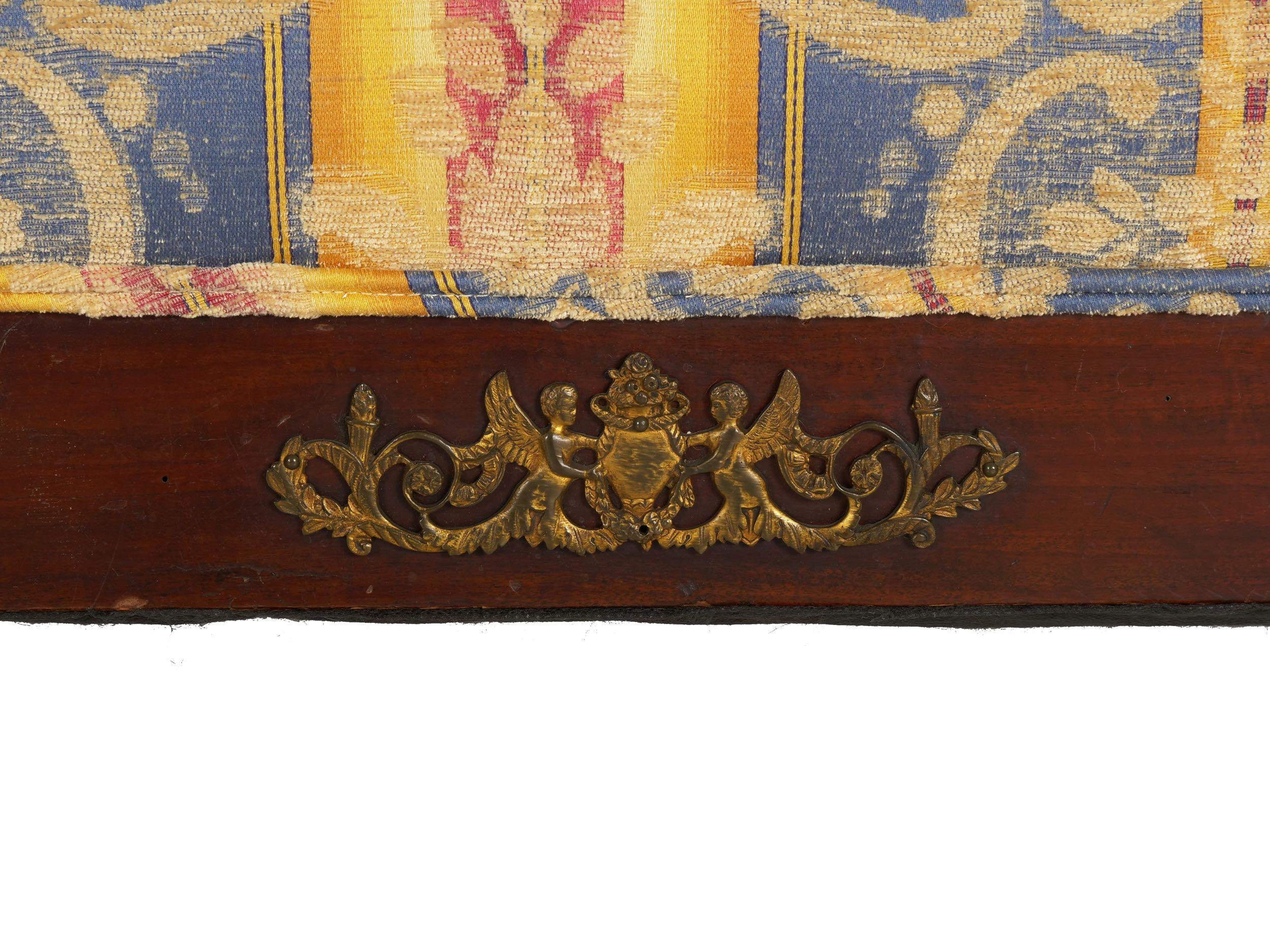Empire Style Antique Mahogany Winged Sofa Settee, Early 20th Century 14