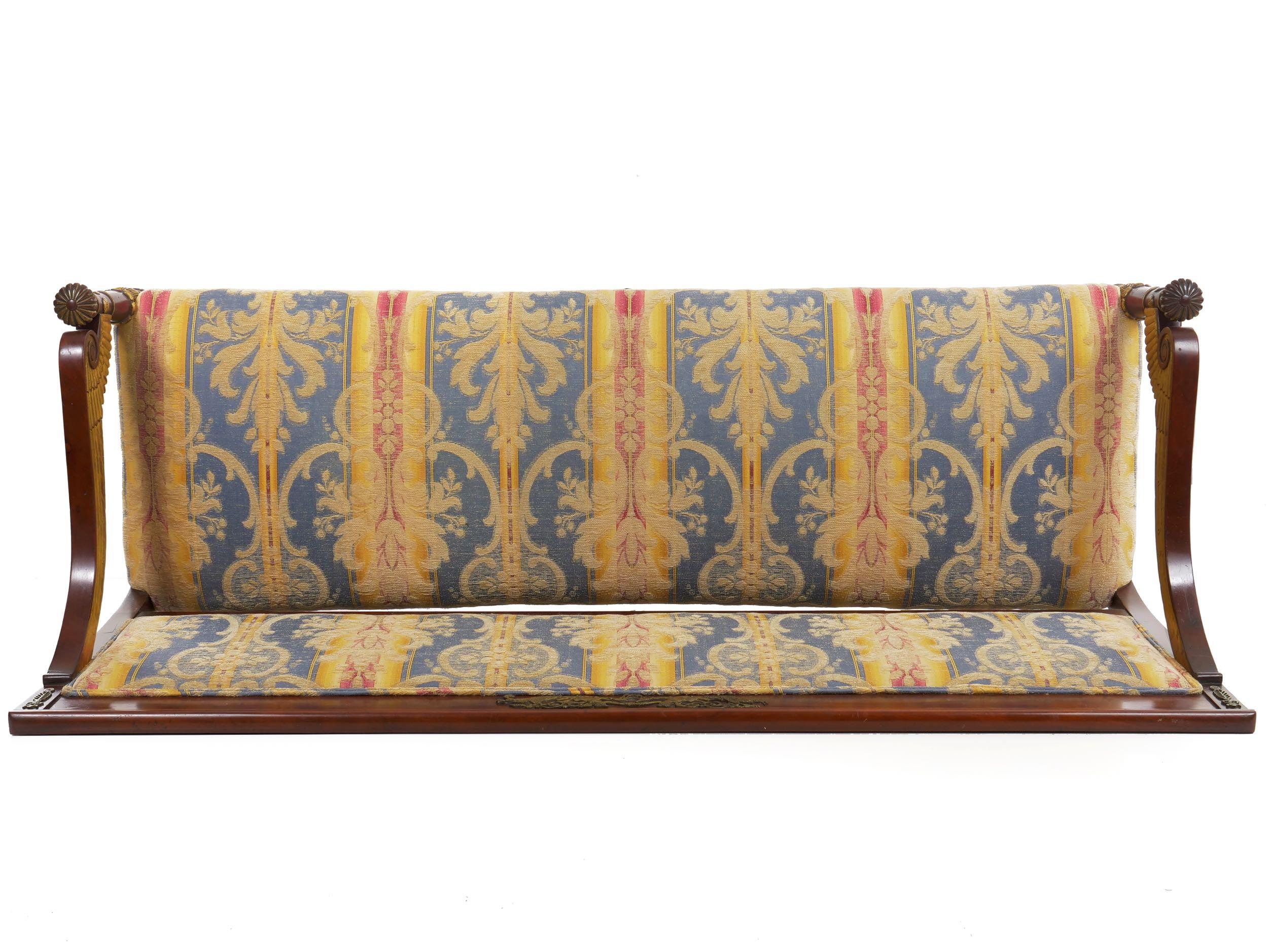 Empire Style Antique Mahogany Winged Sofa Settee, Early 20th Century 15