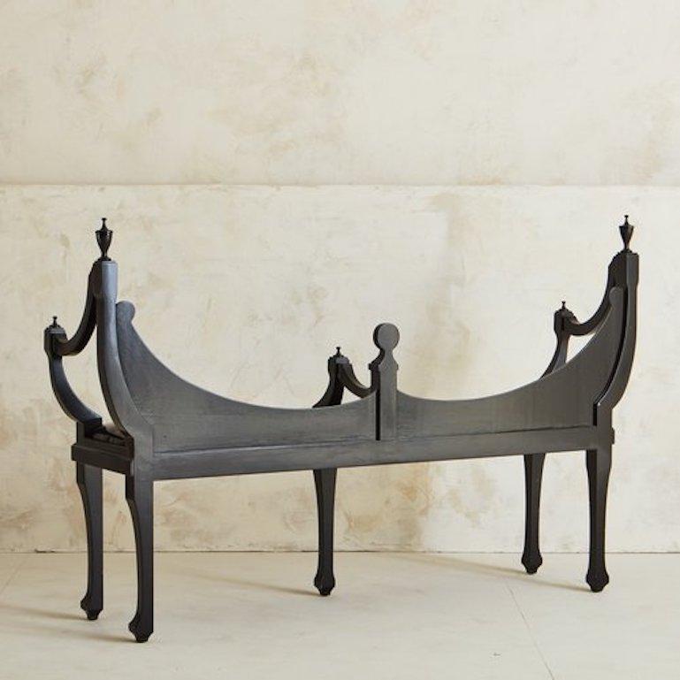 Empire Style Arched Bench with Finials, 1960s 5