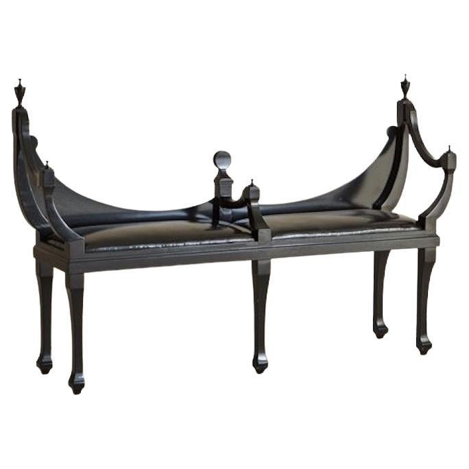 Empire Style Arched Bench with Finials, 1960s