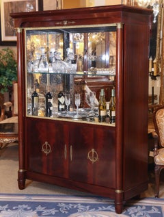 Empire Style Bar or Display Cabinet in Mahogany with Gilt Accents