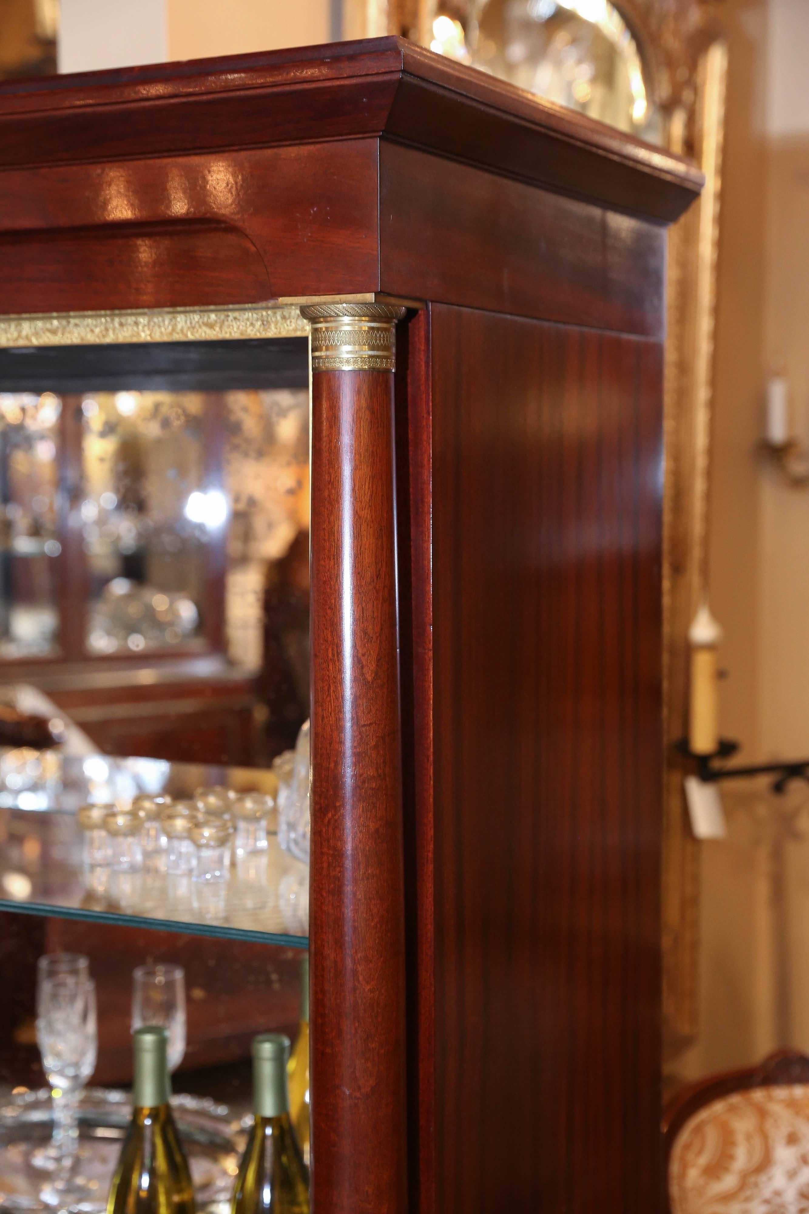 French Empire Style Bar or Display Cabinet in Mahogany with Gilt Accents