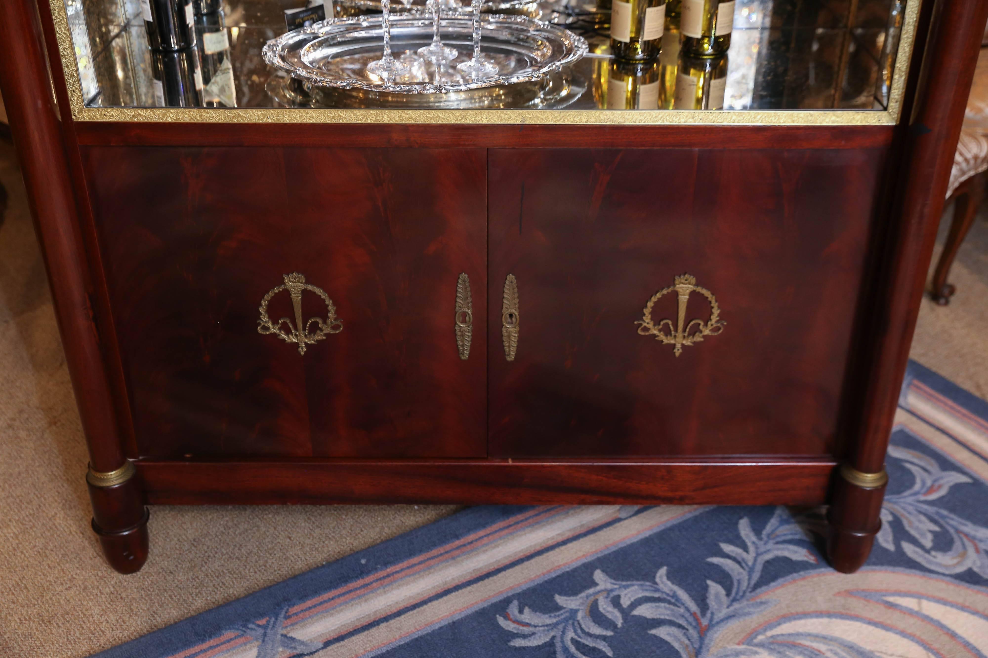 Empire Style Bar or Display Cabinet in Mahogany with Gilt Accents 2