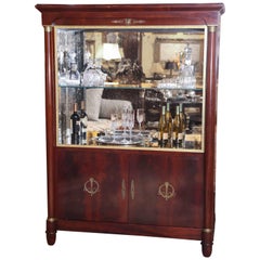 Empire Style Bar or Display Cabinet in Mahogany with Gilt Accents