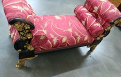 Heavily Carved Mahogany French Empire Window Bench with Carved Dolphins c1940