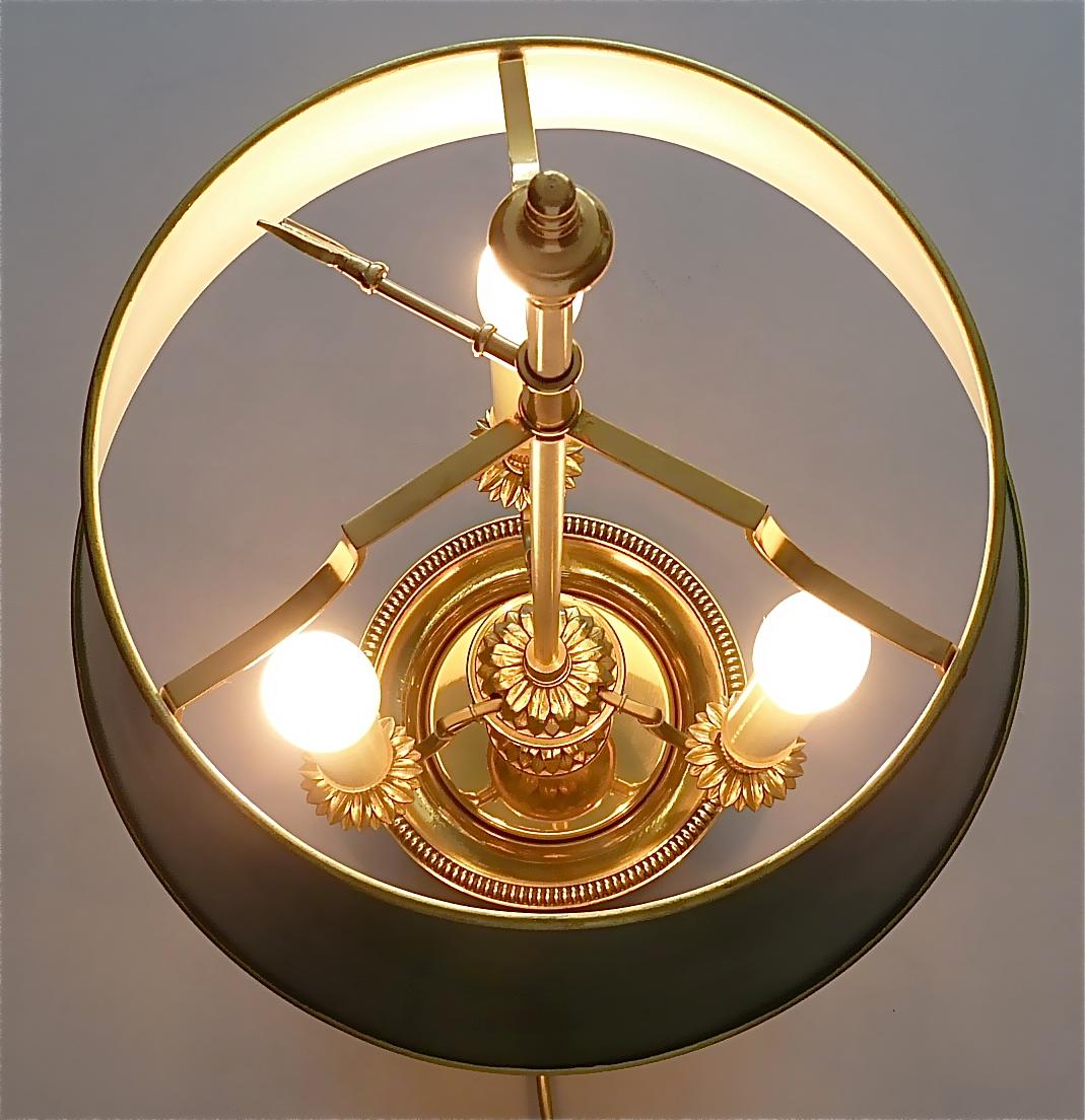 Bouillotte Table Lamp Maison Jansen Charles Gilt Brass Steel Empire Style 1970s 5