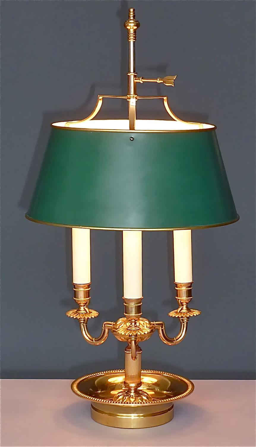 Bouillotte Table Lamp Maison Jansen Charles Gilt Brass Steel Empire Style 1970s 6