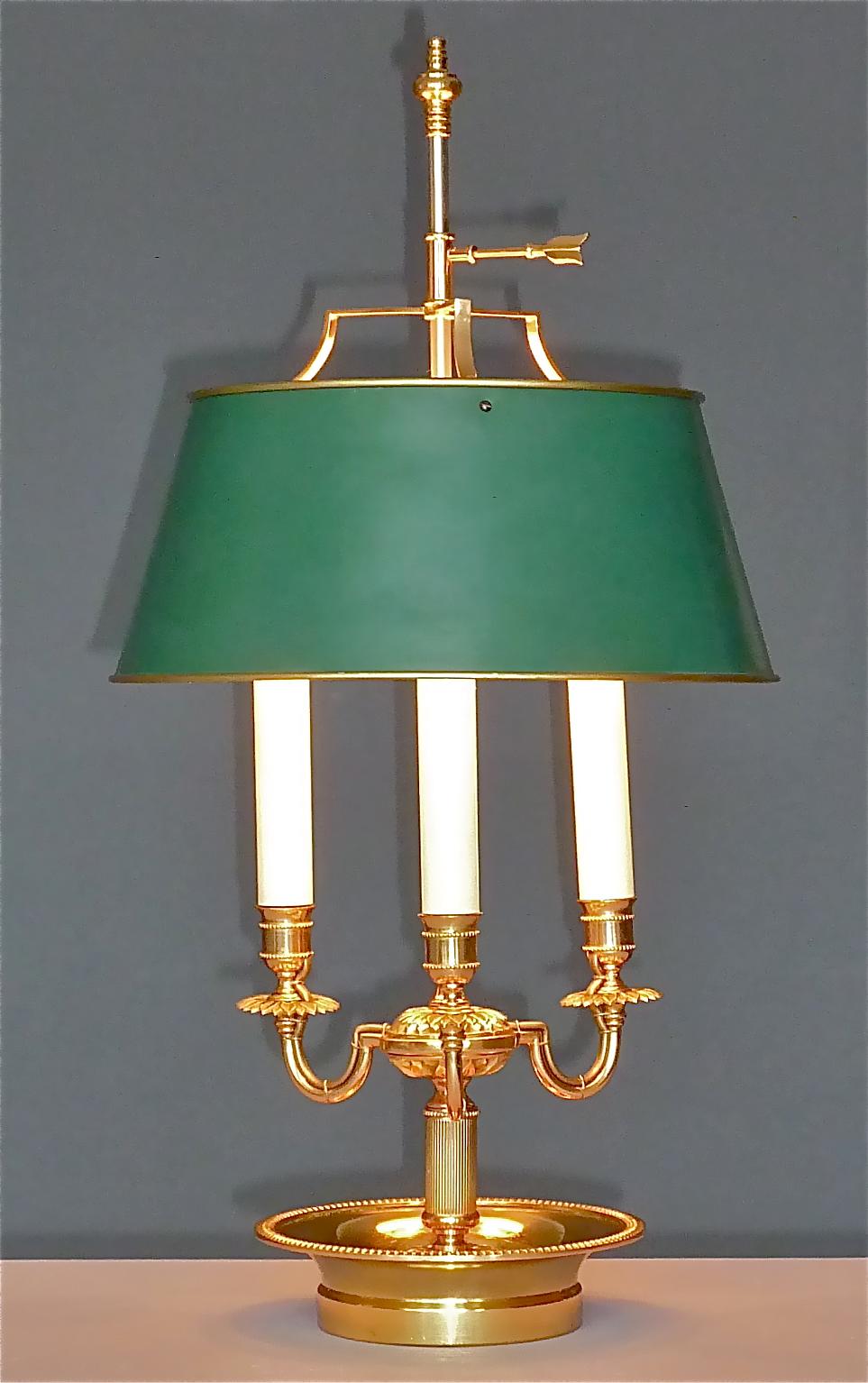 Bouillotte Table Lamp Maison Jansen Charles Gilt Brass Steel Empire Style 1970s 7