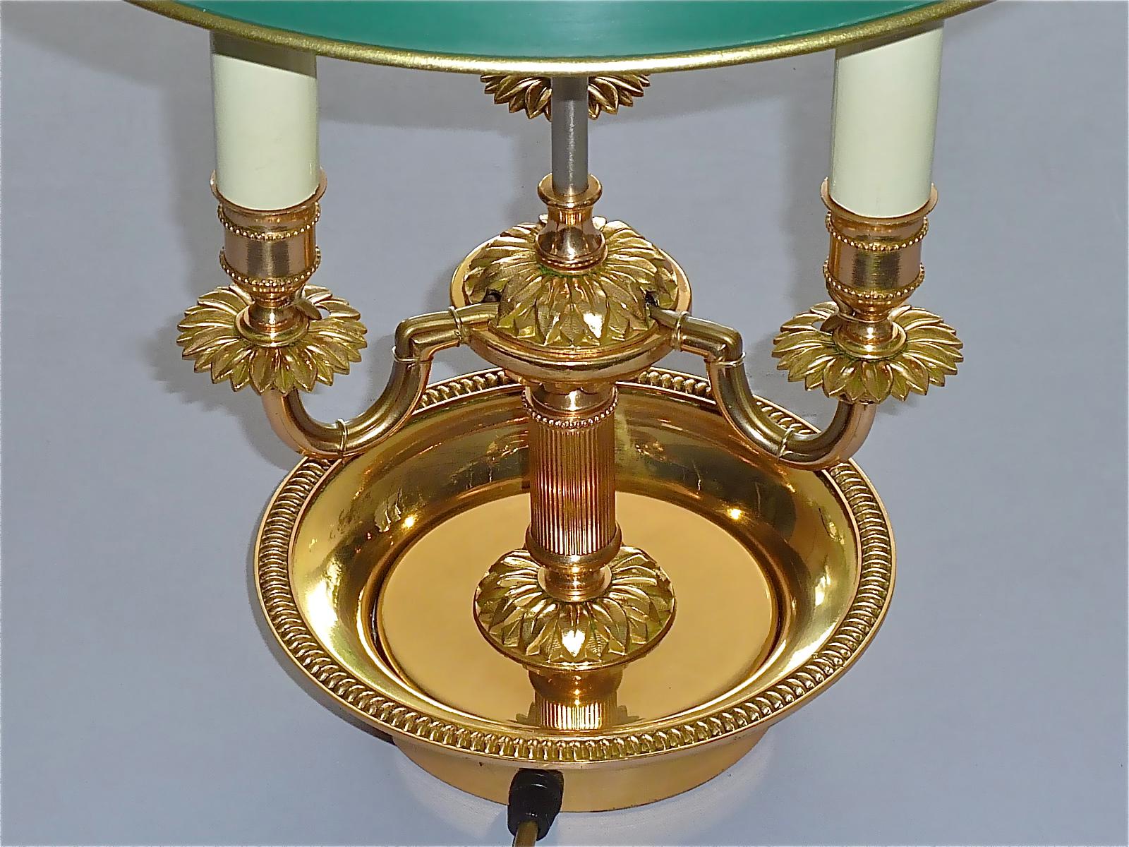Late 20th Century Bouillotte Table Lamp Maison Jansen Charles Gilt Brass Steel Empire Style 1970s