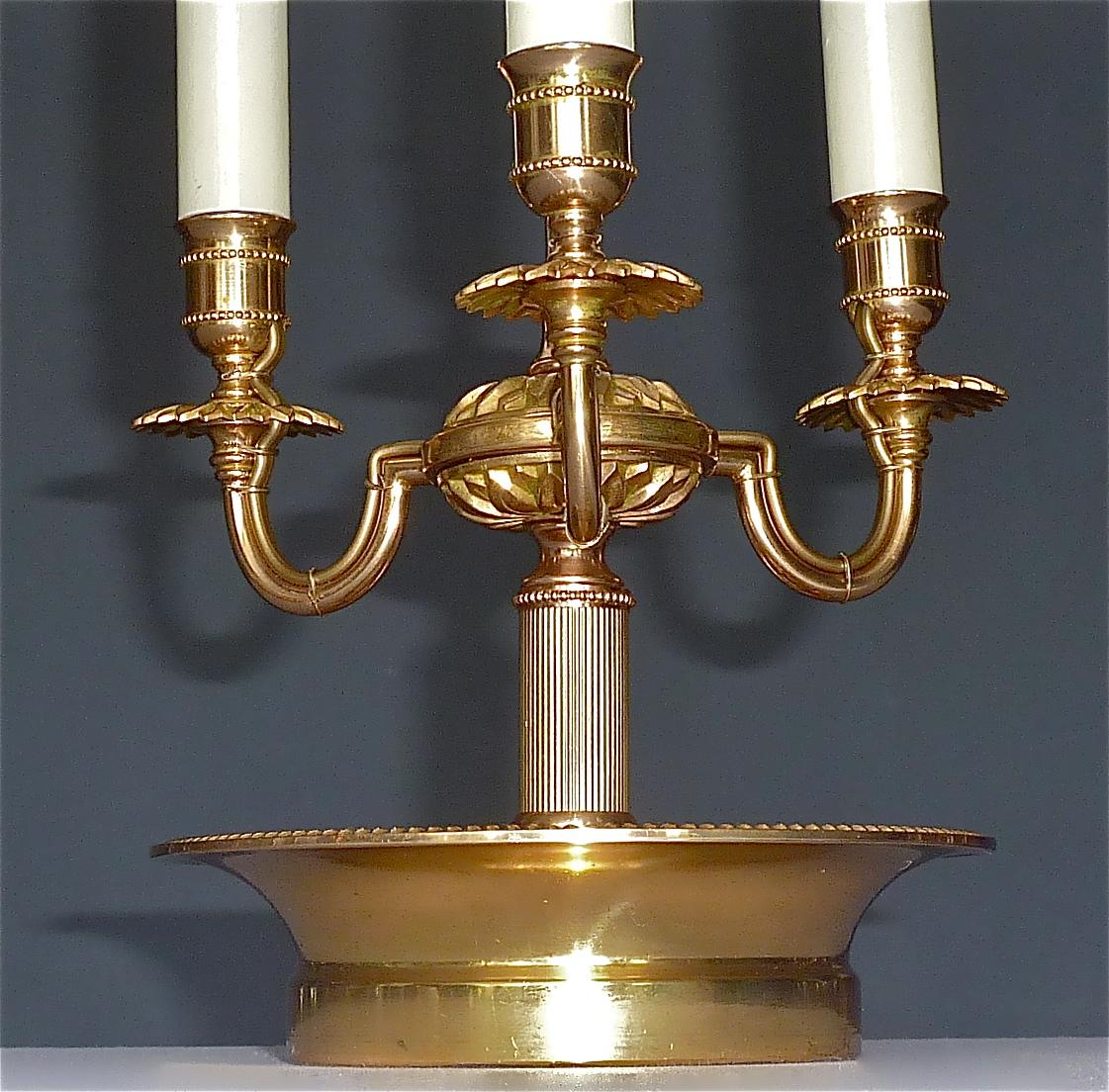 Bouillotte-Tischlampe Maison Jansen Charles, vergoldetes Messing, Empire-Stil, 1970er Jahre 3