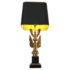 Empire style brass eagle table lamp by Lusterie Deknudt, 1970s