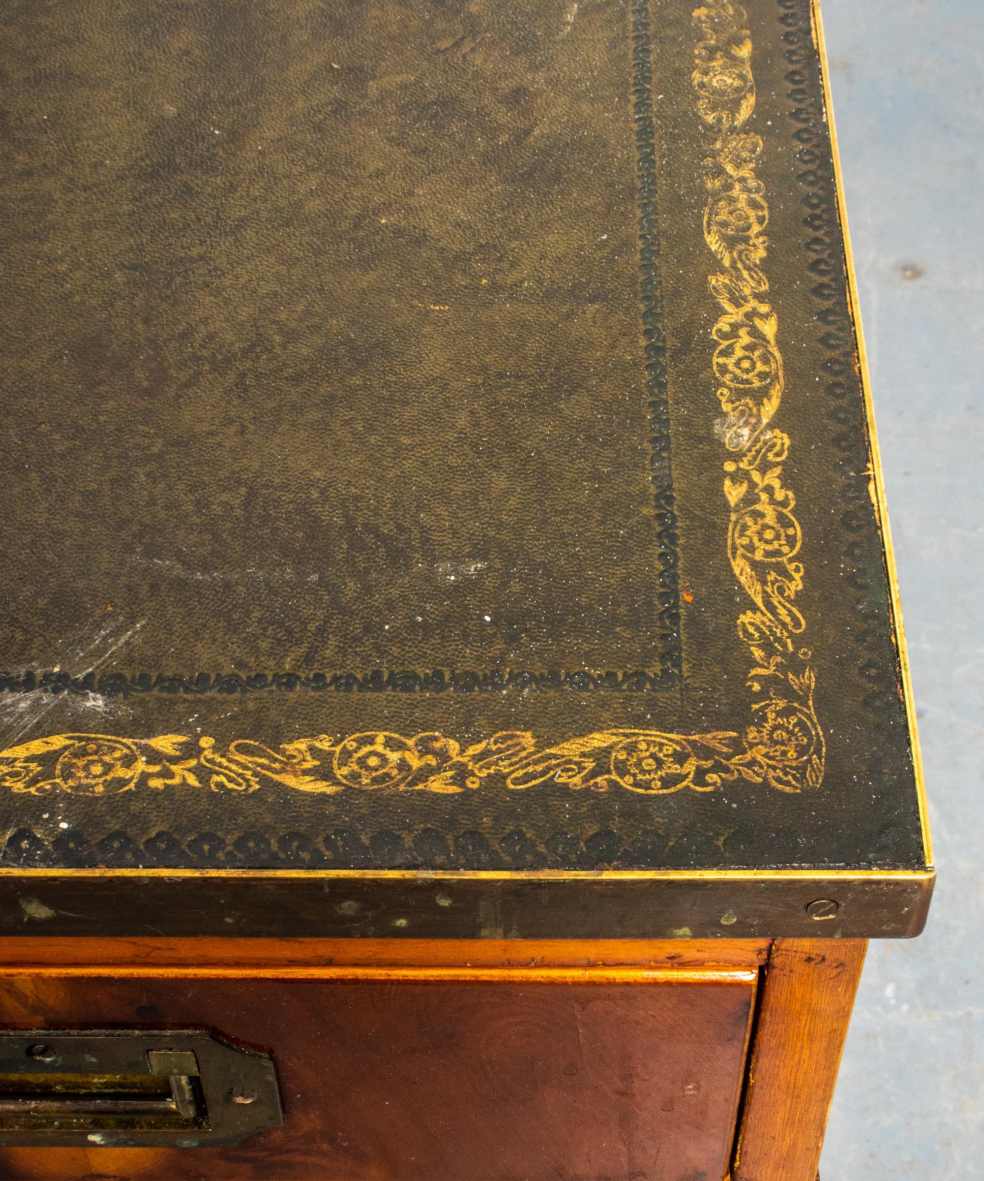 Empire Style Brass Mounted Campaign Desk In Good Condition In New York, NY