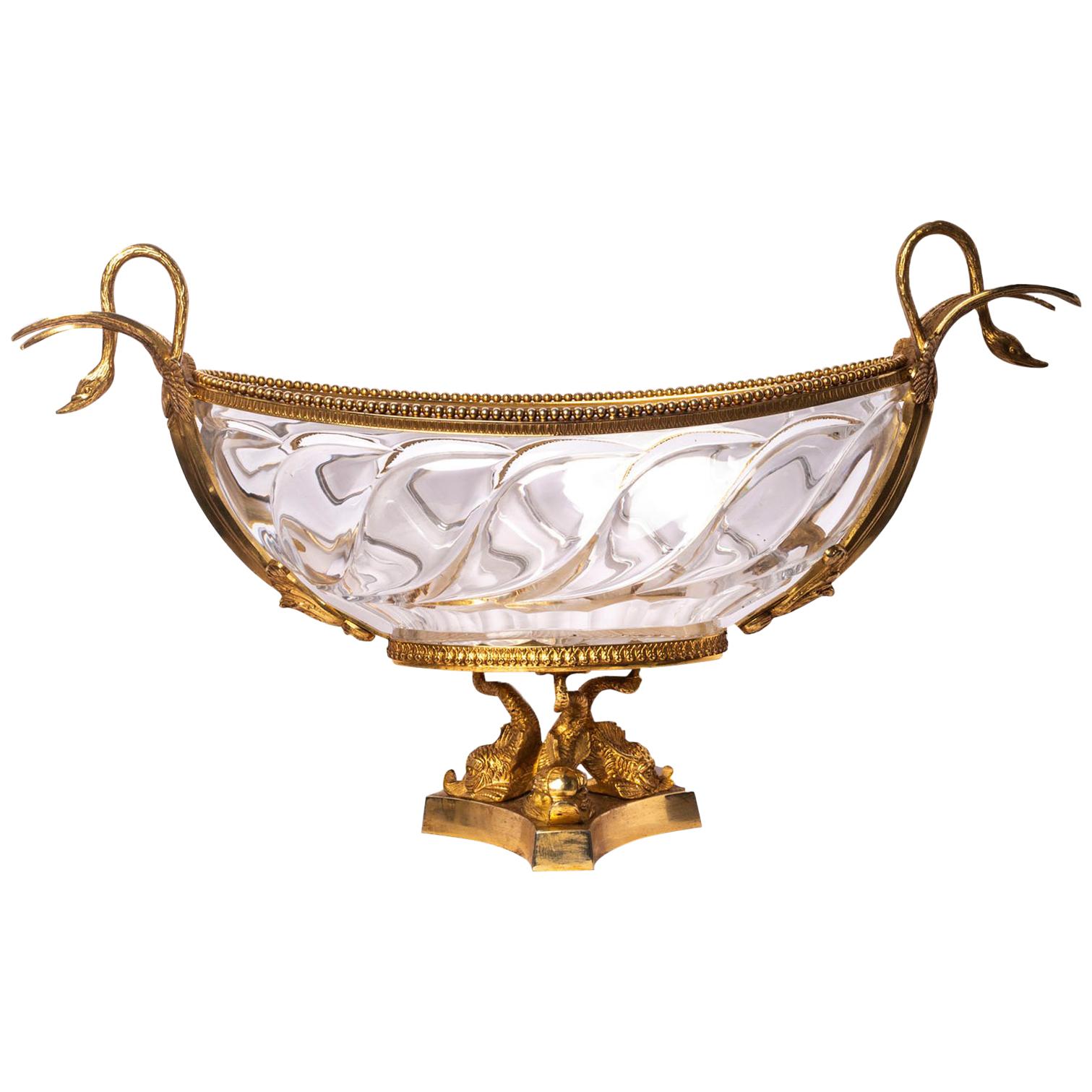 Empire Style Bronze and Crystal Centerpiece