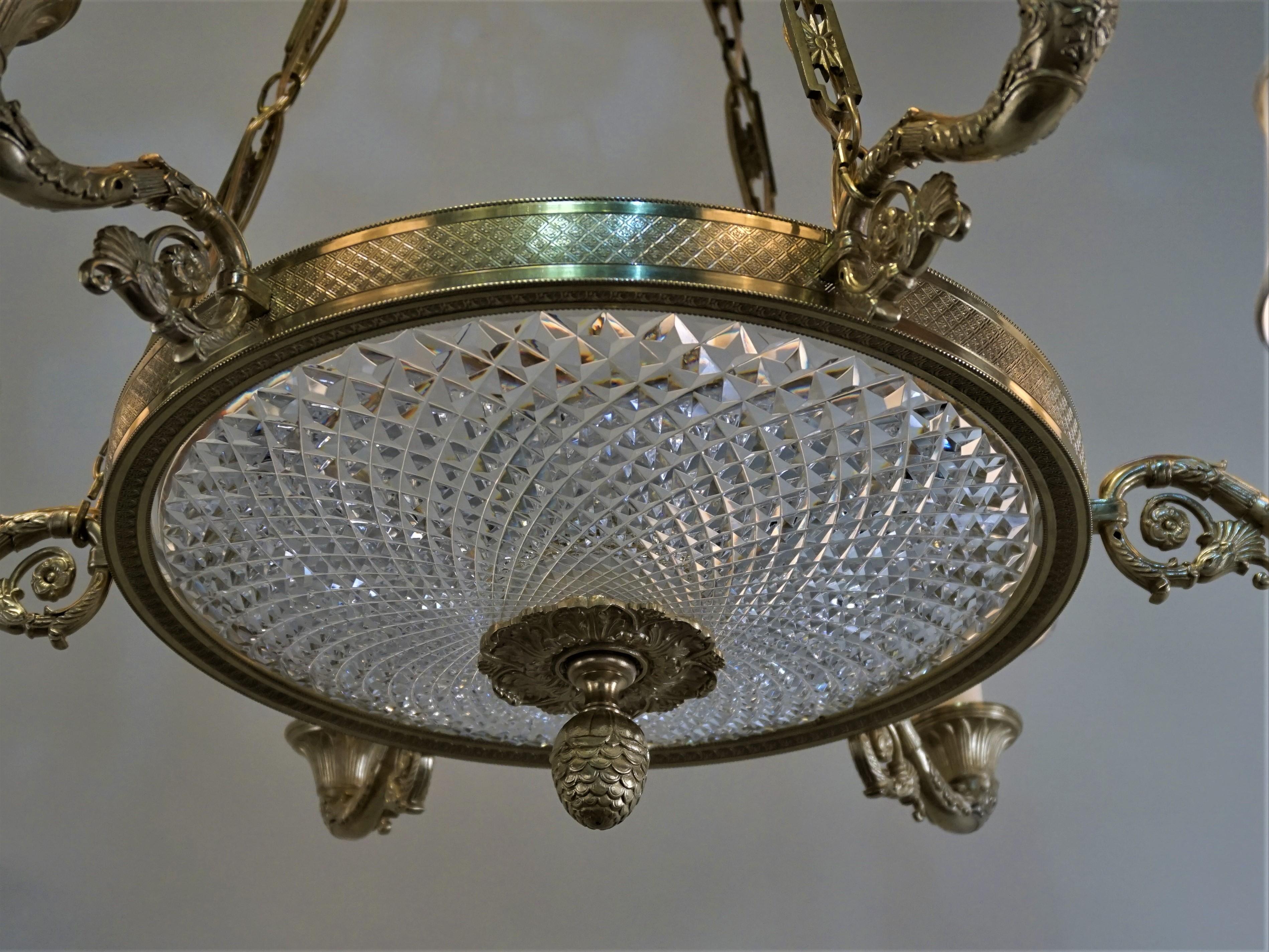 Gherardo Degli Albizzi style bronze and cut crystal chandelier.