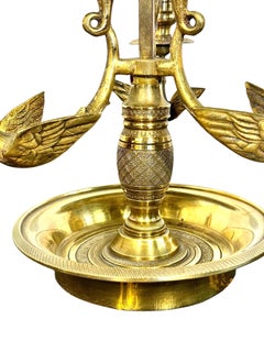 Empire Style Bronze "Bouillotte" Lamp with Swans Motifs, France 20th Century