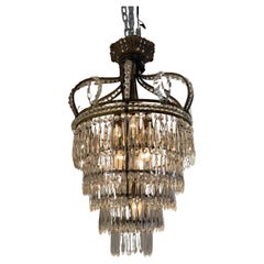 Empire Style Bronze, Brass and Cut Crystal chandelier, France ca. 1950