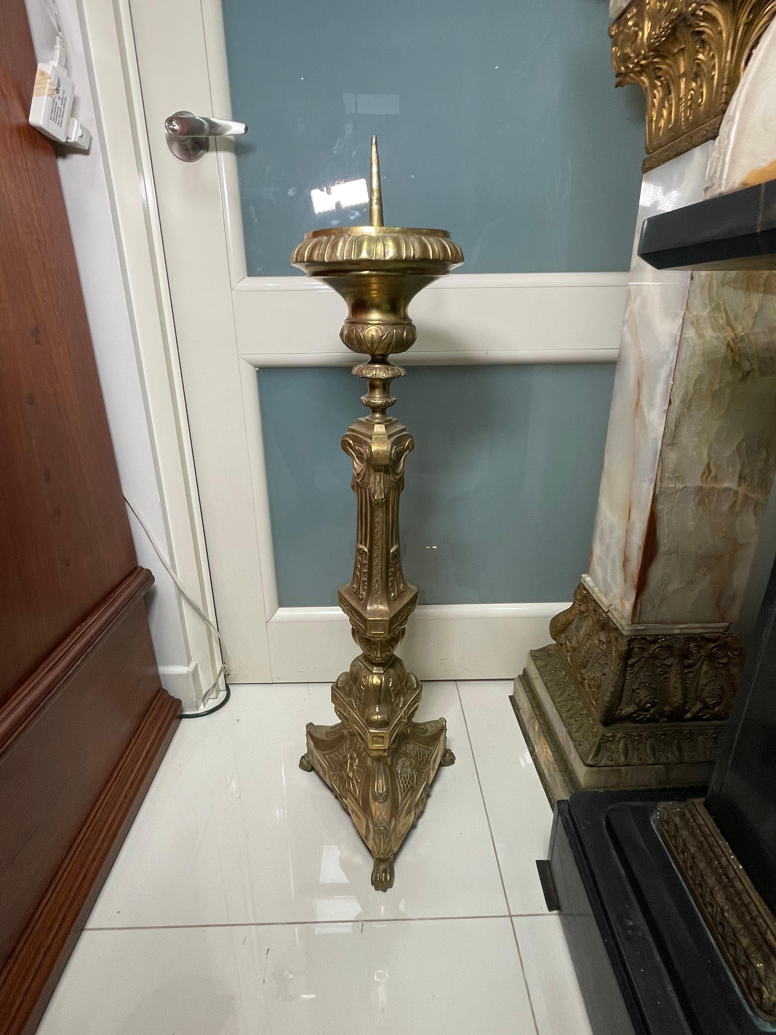 Empire Style Bronze Candle Holder/Candlestick For Sale 3