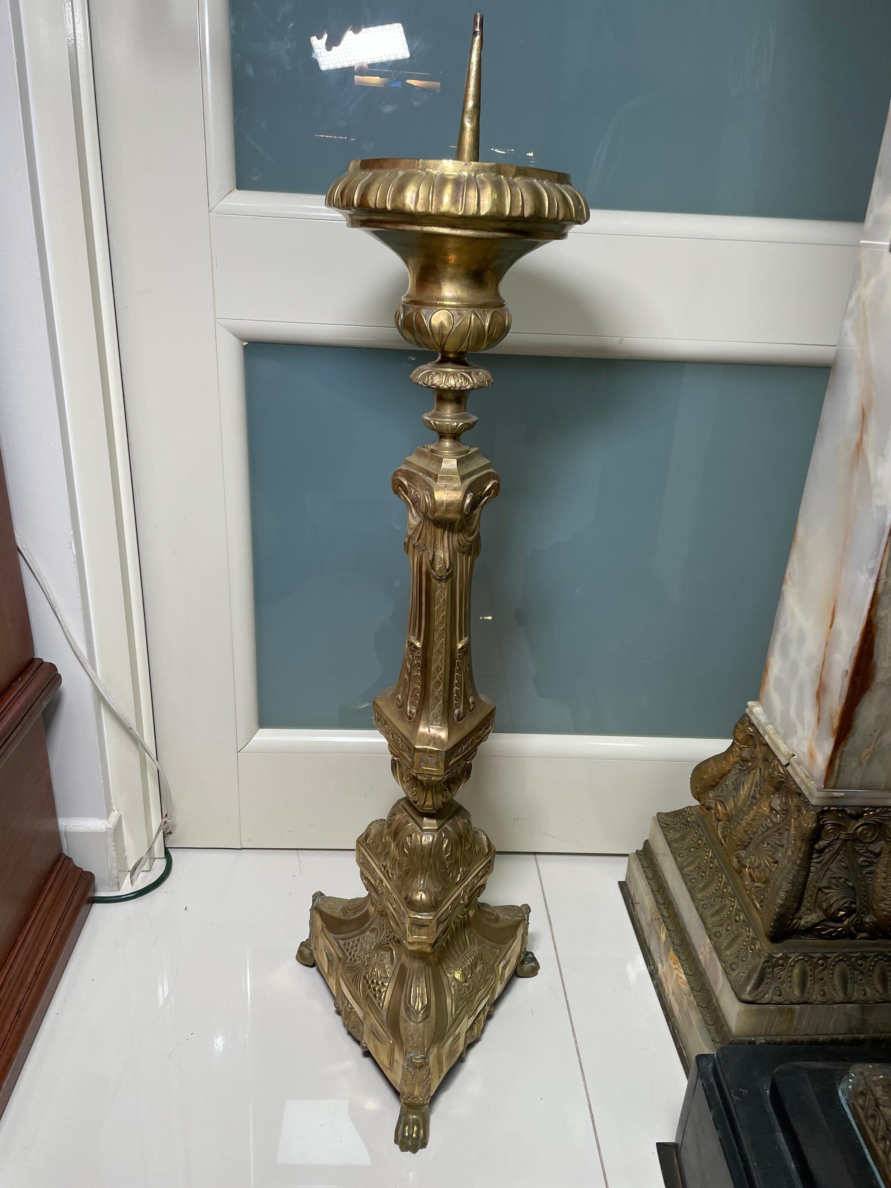 Empire Style Bronze Candle Holder/Candlestick For Sale 6