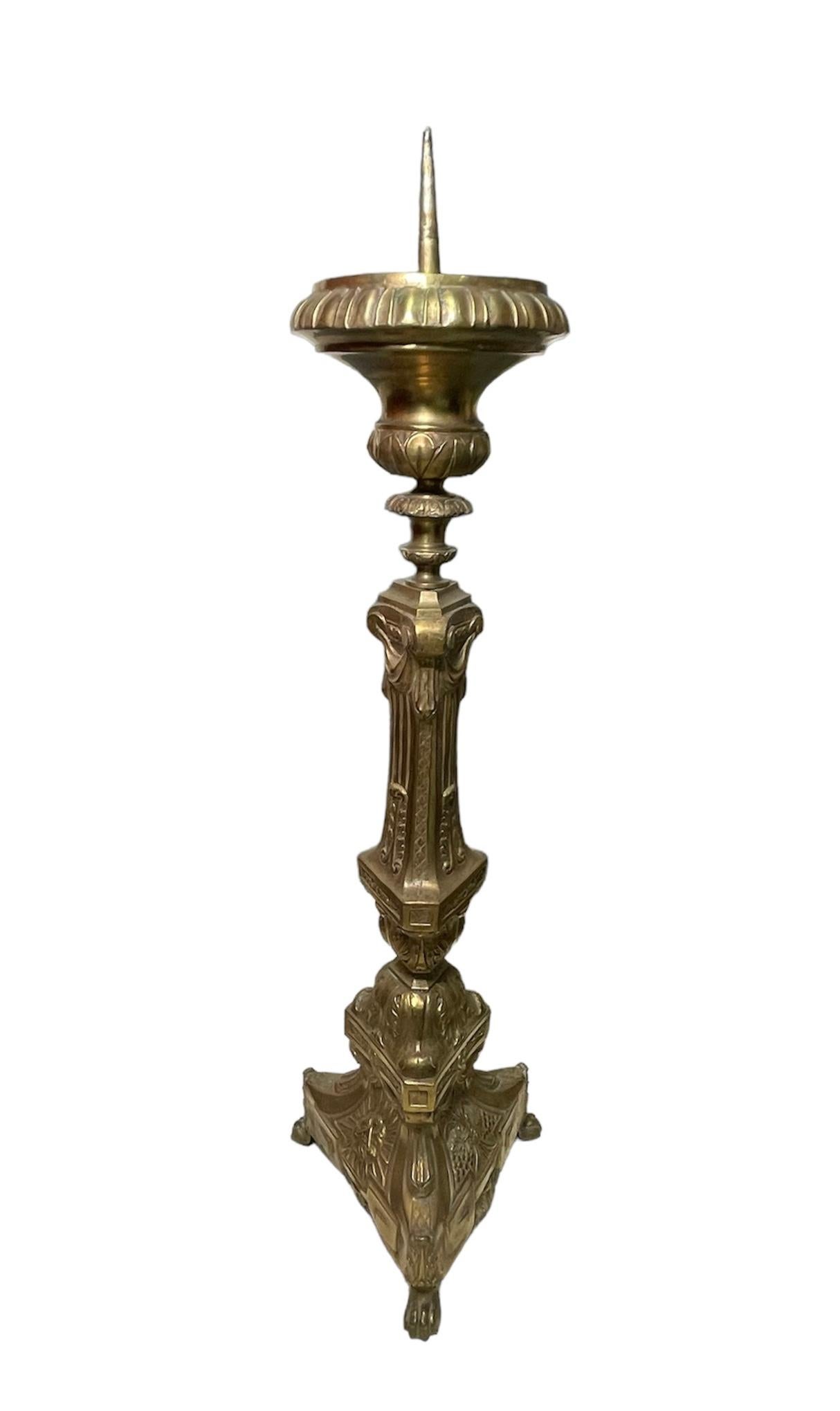 Empire Revival Empire Style Bronze Candle Holder/Candlestick For Sale