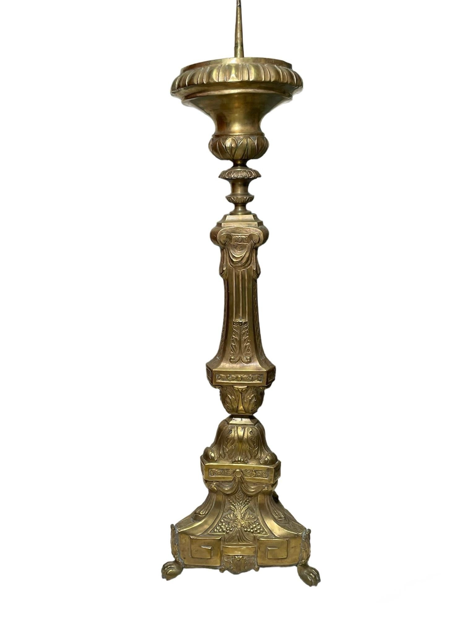 Repoussé Empire Style Bronze Candle Holder/Candlestick For Sale