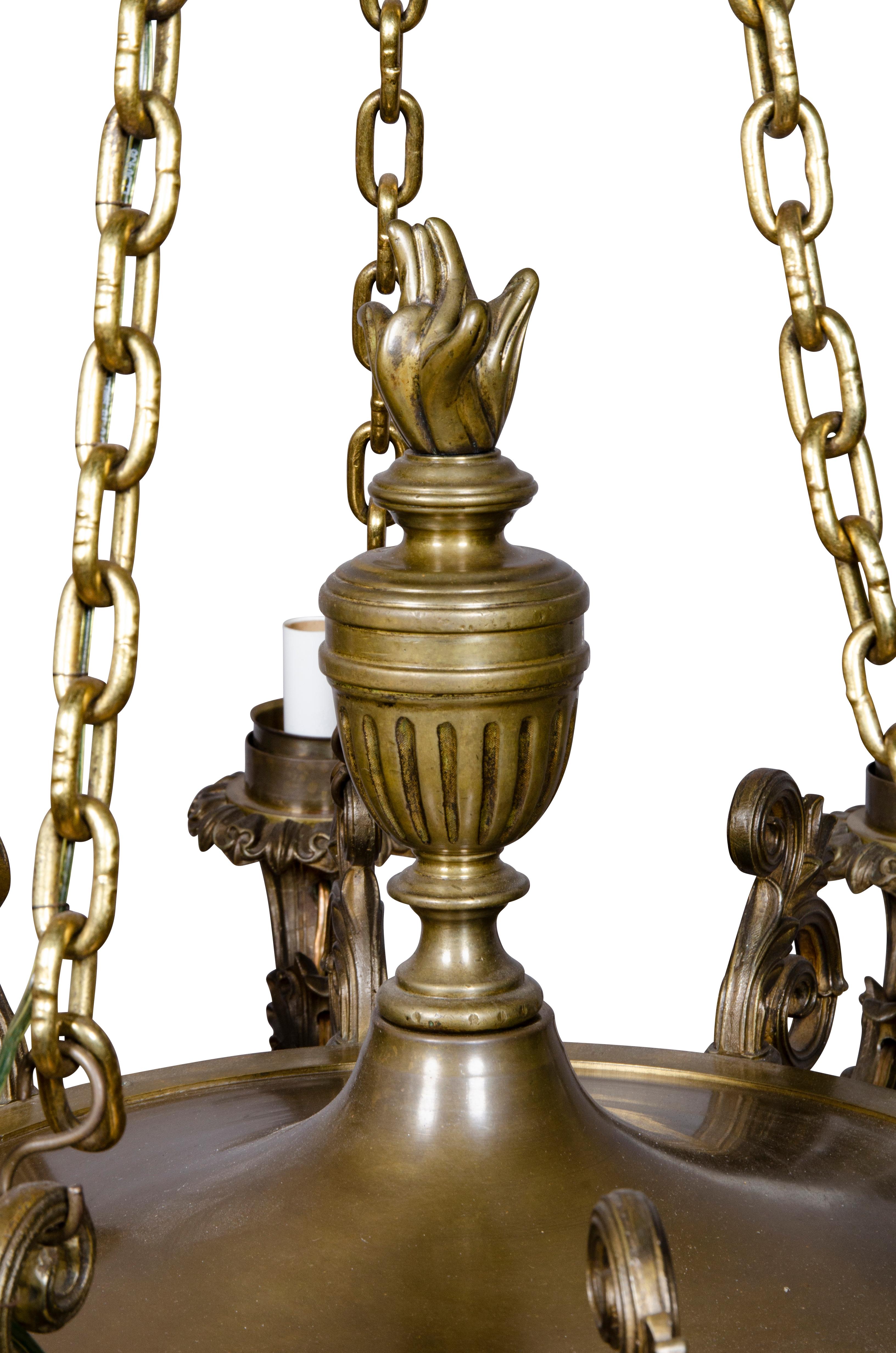 European Empire Style Bronze Chandelier For Sale