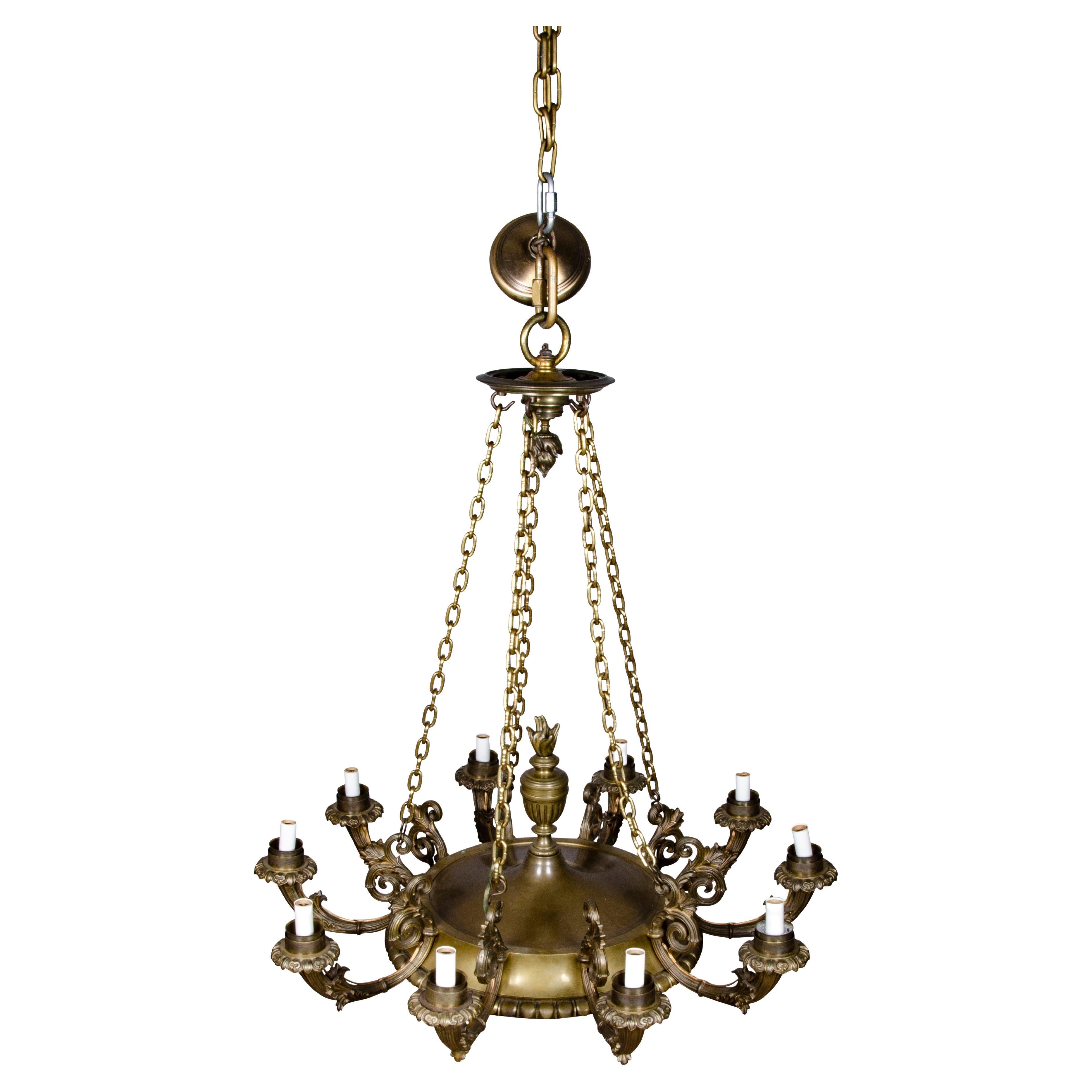 Empire Style Bronze Chandelier For Sale