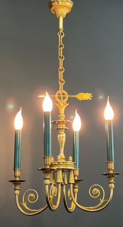 Empire Style Bronze Chandelier, Paris, France, circa 1980s