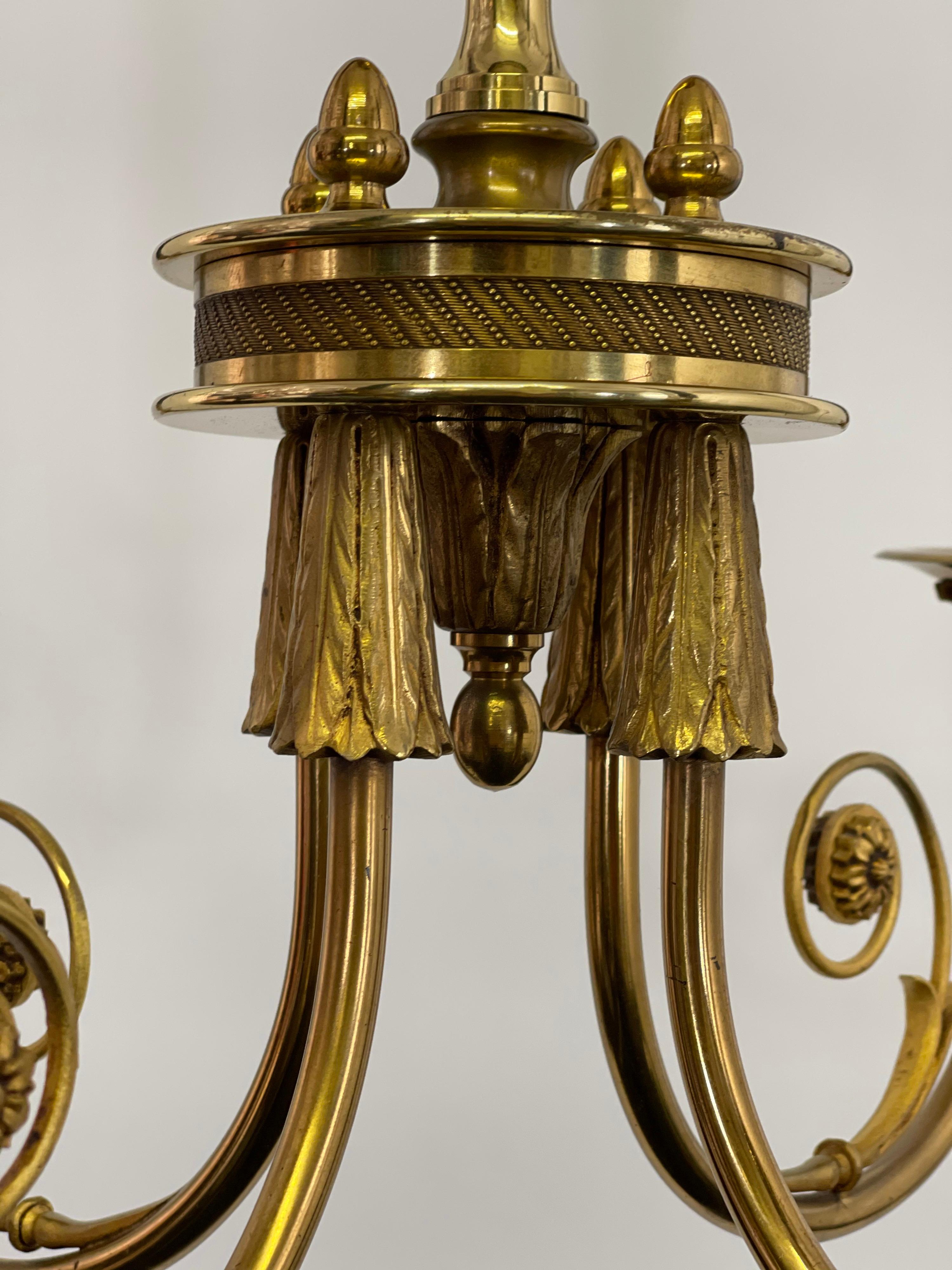 Empire Style Bronze Chandelier, Paris, France, circa 1980s For Sale 2