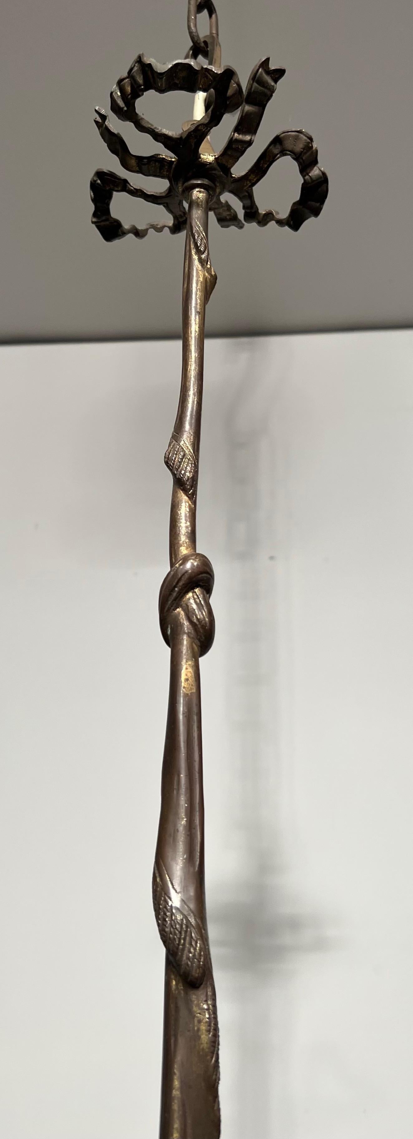 Araña de Bronce Estilo Imperio con 3 Luces Rematadas con Cabezas de Águila en Bueno estado para la venta en Marcq-en-Barœul, Hauts-de-France