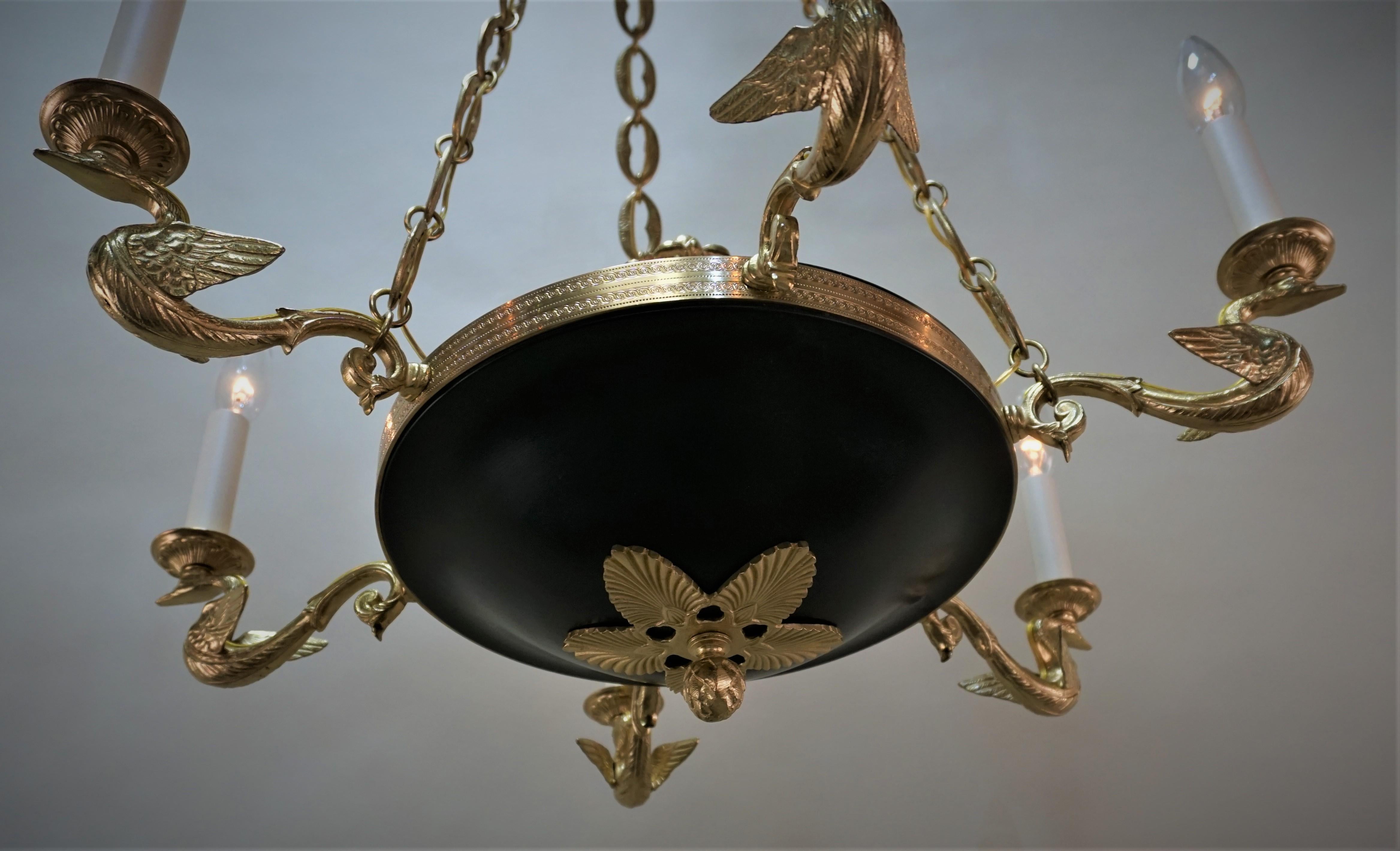 Empire Style Bronze Chandelier with Swan Arms 2