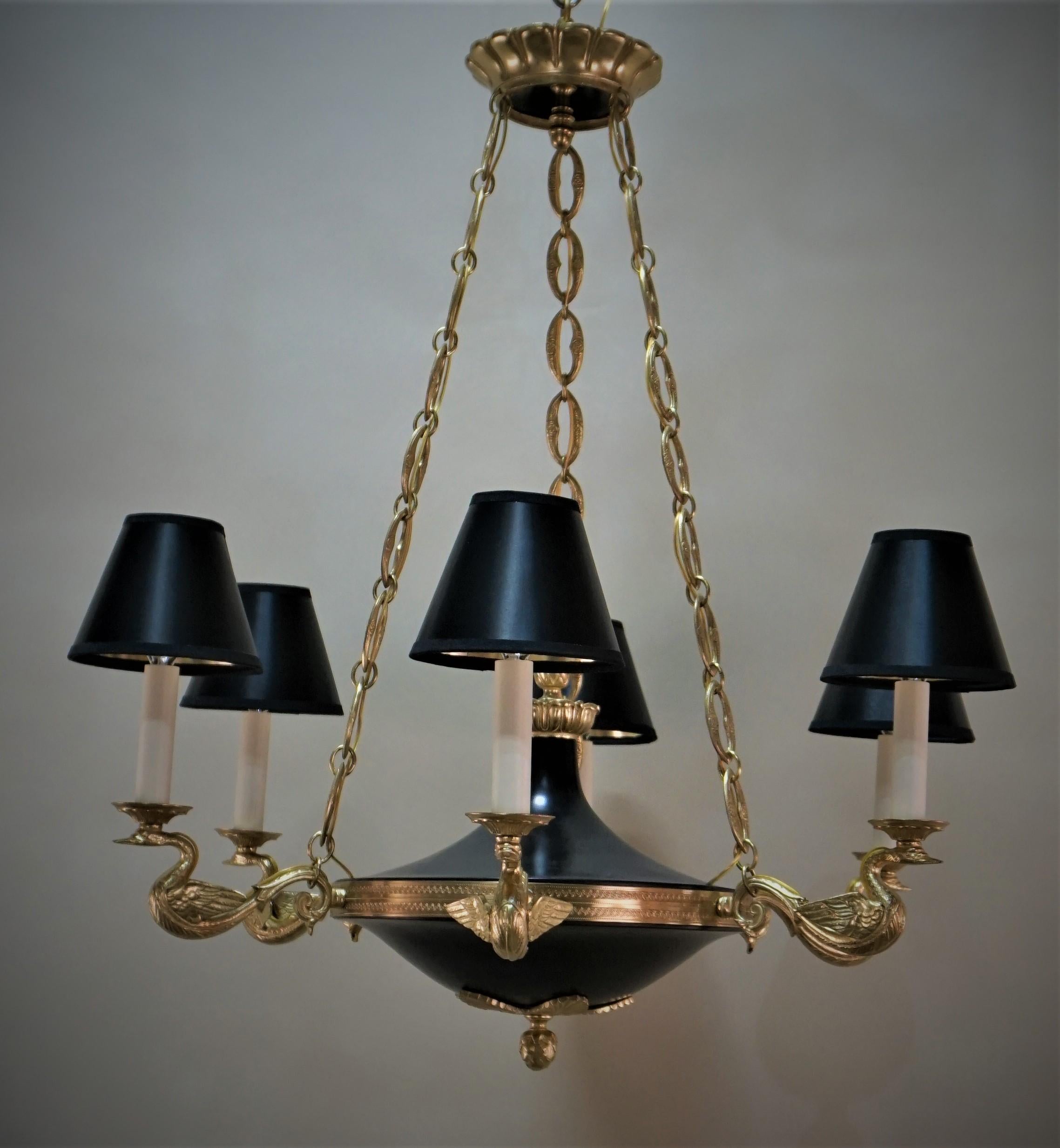 Empire Style Bronze Chandelier with Swan Arms 4