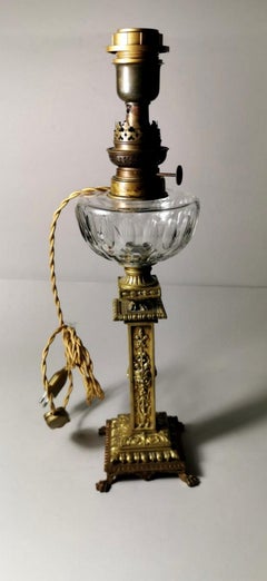 Napoleon III Empire  French Bronze Column Shaped Table Lamp ‘No Lampshade’