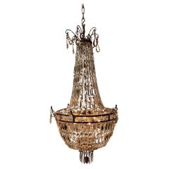 Empire Style Bronze & Crystal Tent & Basket Chandelier, France, Circa:1910