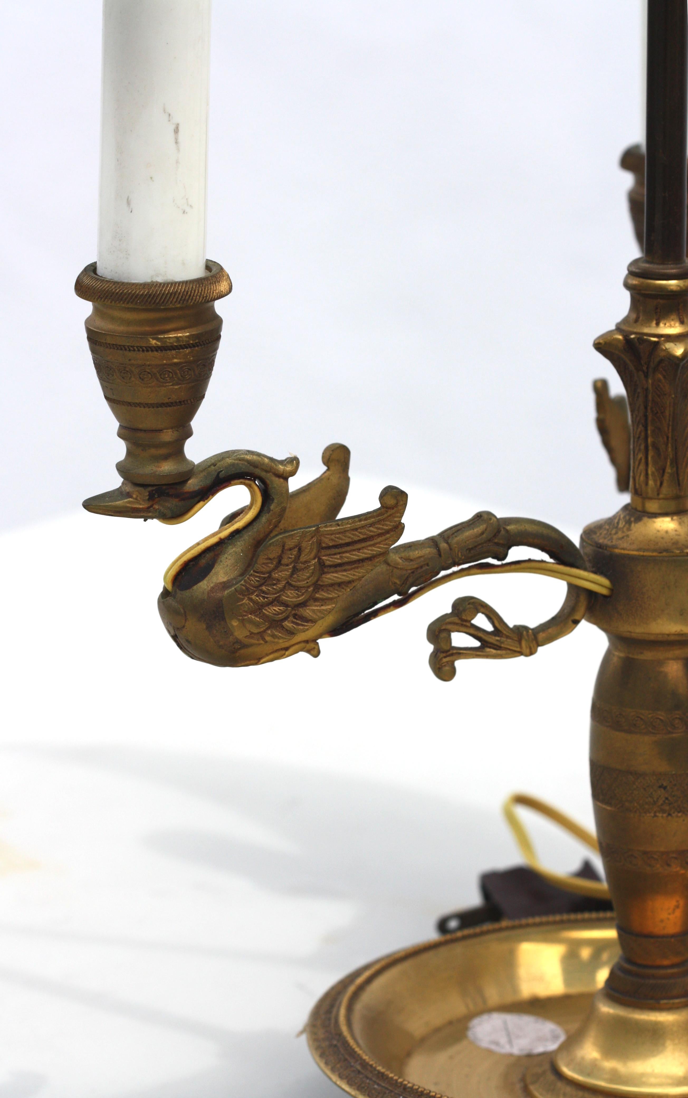 Empire Style Bronze Three-Light Bouillotte Lamp For Sale 4