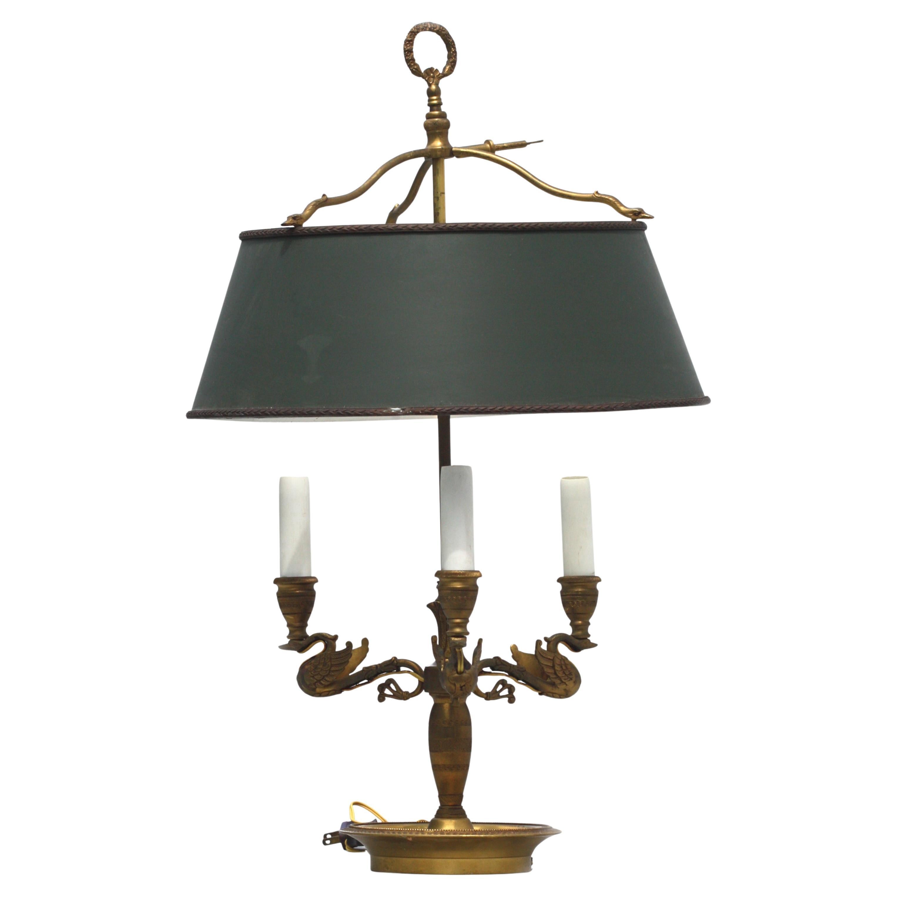Dreiflammige Bouillotte-Lampe aus Bronze im Empire-Stil