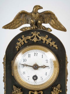 Empire Style Bronze Travel Clock, late 19th Century or Early 20th Century.