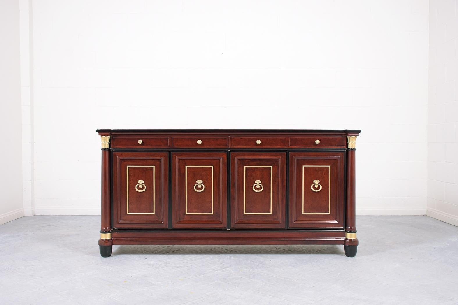Vintage 1970s Empire Style Mahogany Lacquered Buffet In Good Condition In Los Angeles, CA