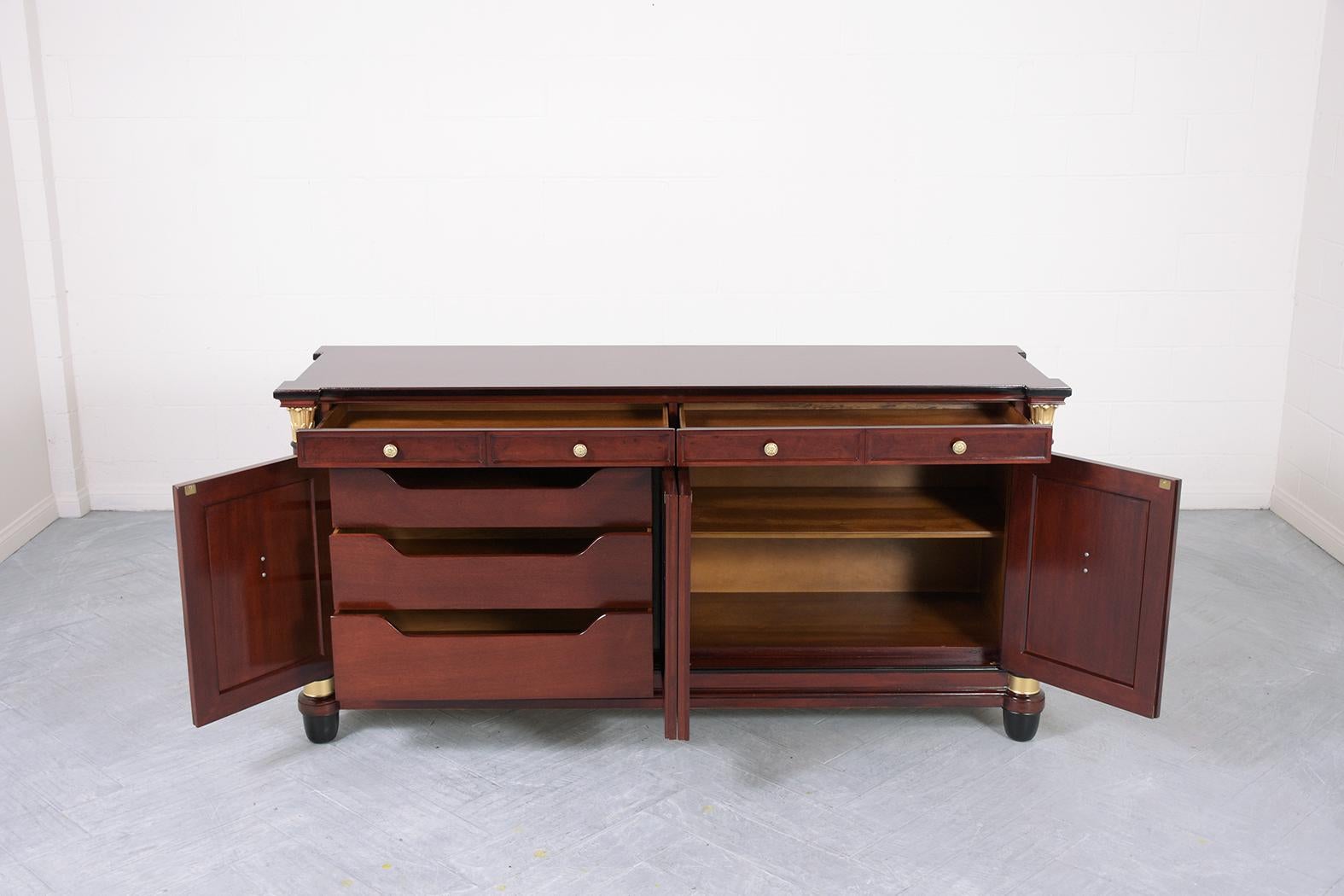 Vintage 1970s Empire Style Mahogany Lacquered Buffet 3