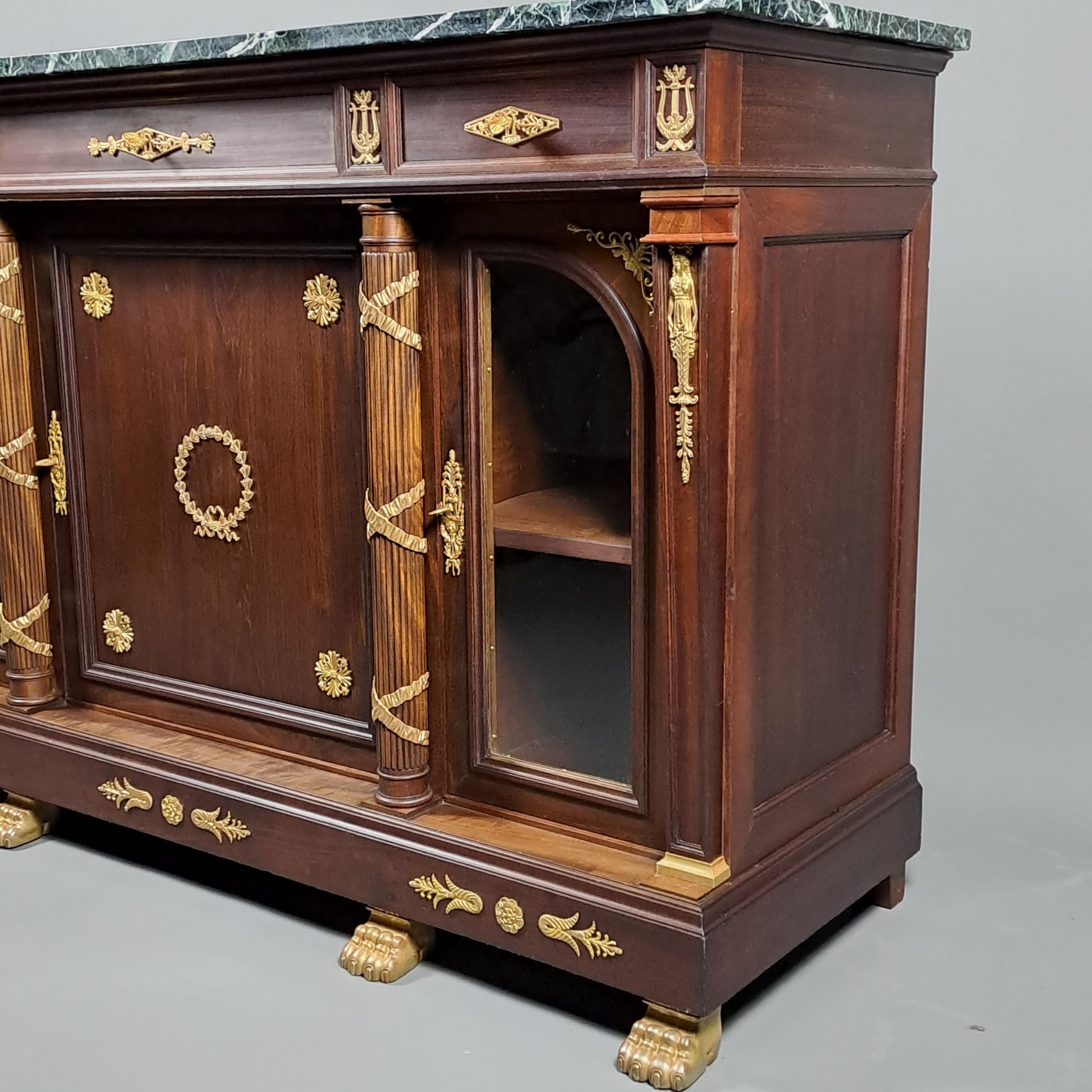 Empire Style Buffet in Mahogany and Gilt Bronze For Sale 5