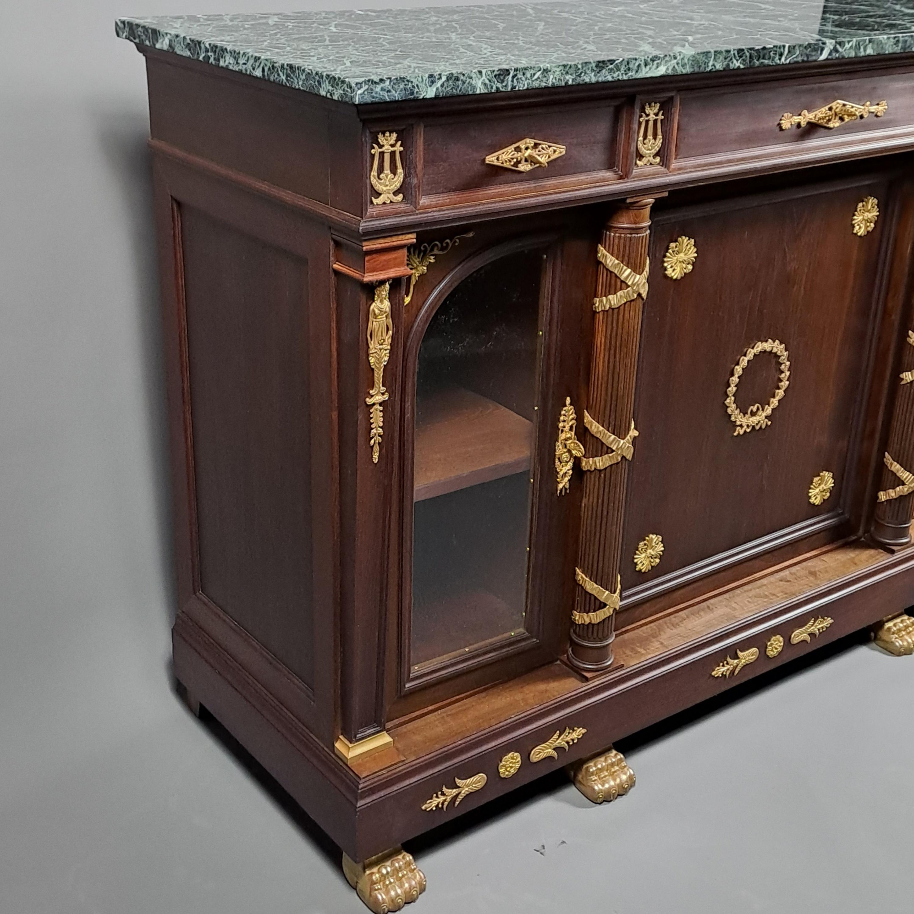 Empire Style Buffet in Mahogany and Gilt Bronze For Sale 7