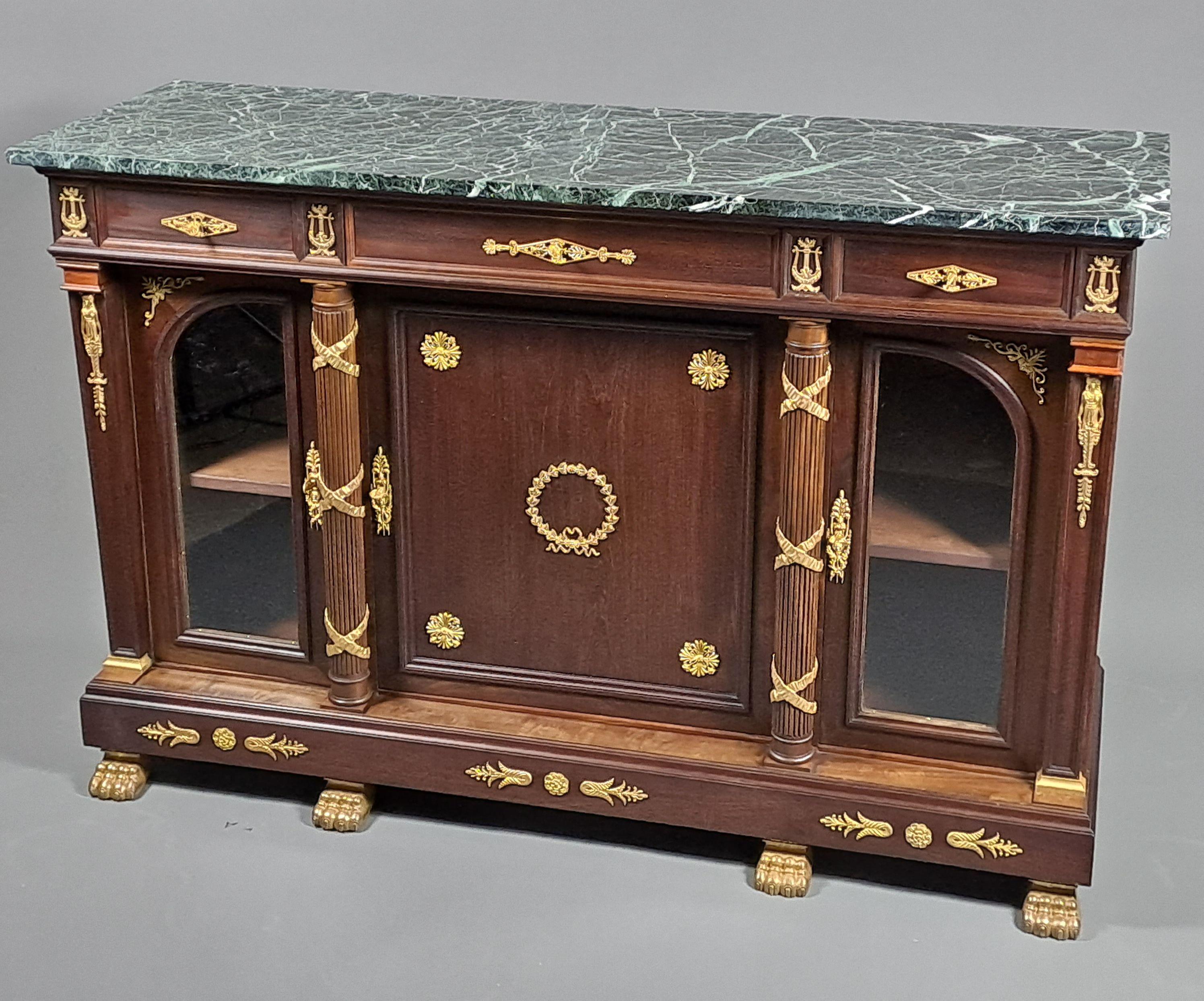 19th Century Empire Style Buffet in Mahogany and Gilt Bronze For Sale