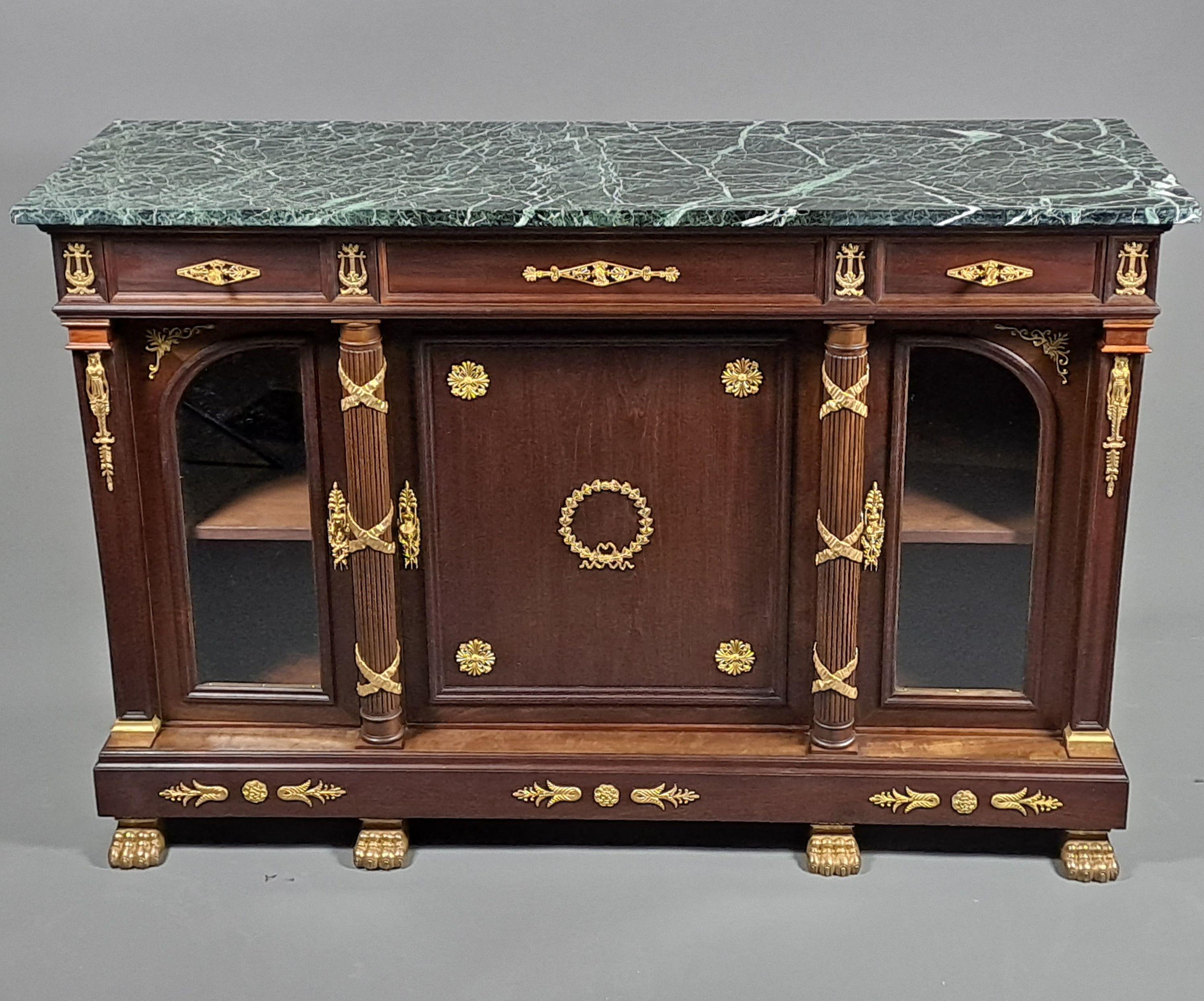 Empire Style Buffet in Mahogany and Gilt Bronze For Sale 1