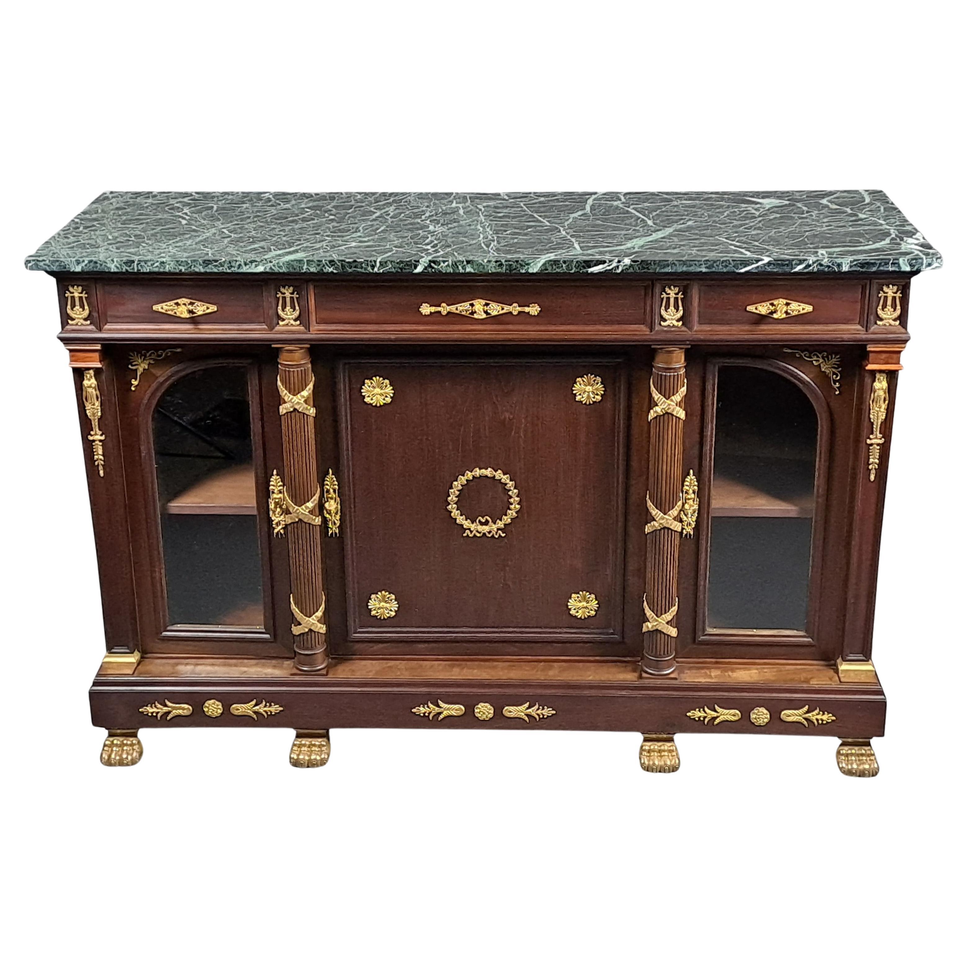 Empire Style Buffet in Mahogany and Gilt Bronze For Sale