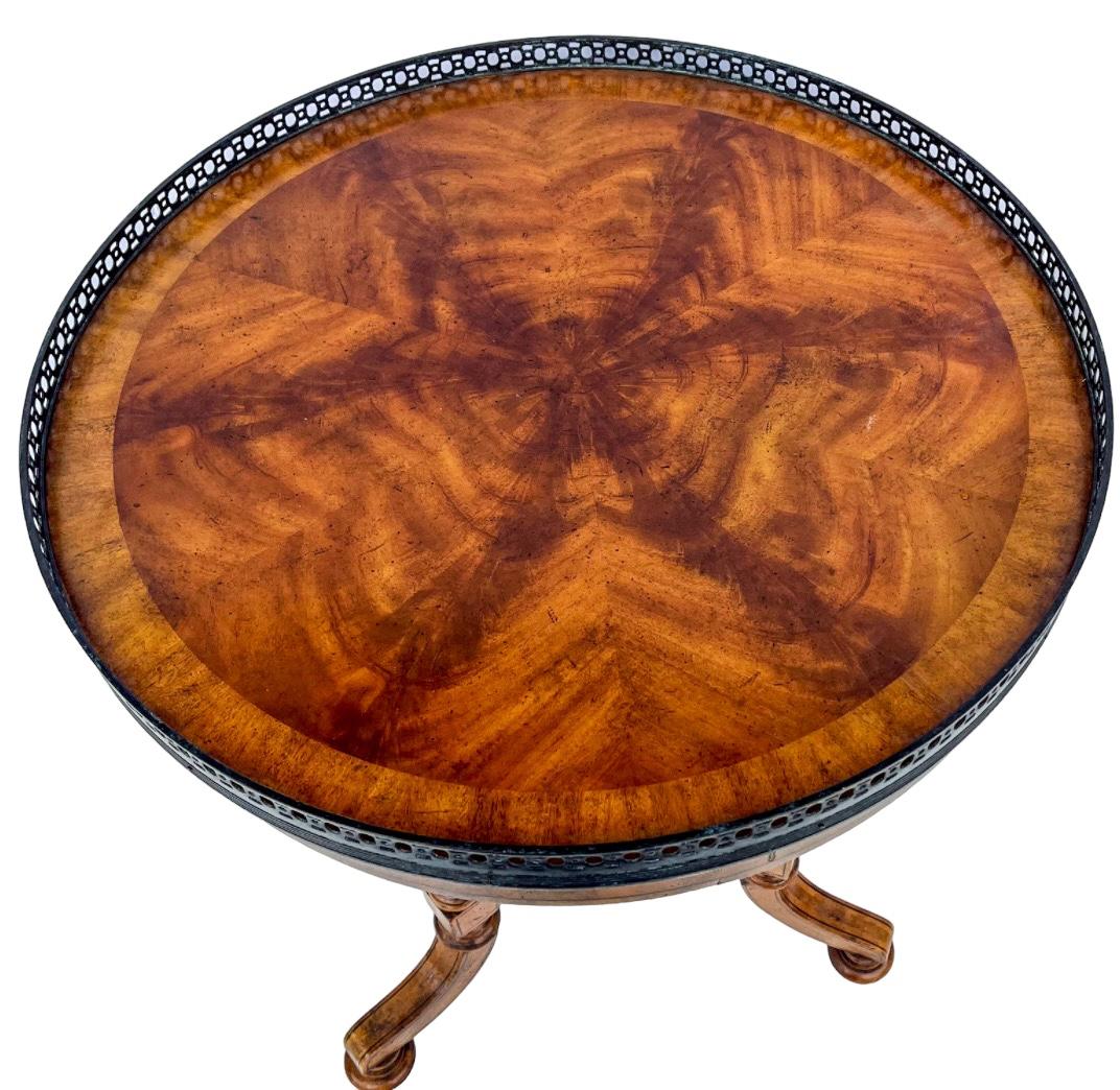 American Empire Style Burl Walnut & Bronze Carved Side Tables By Theodore Alexander- Pair For Sale