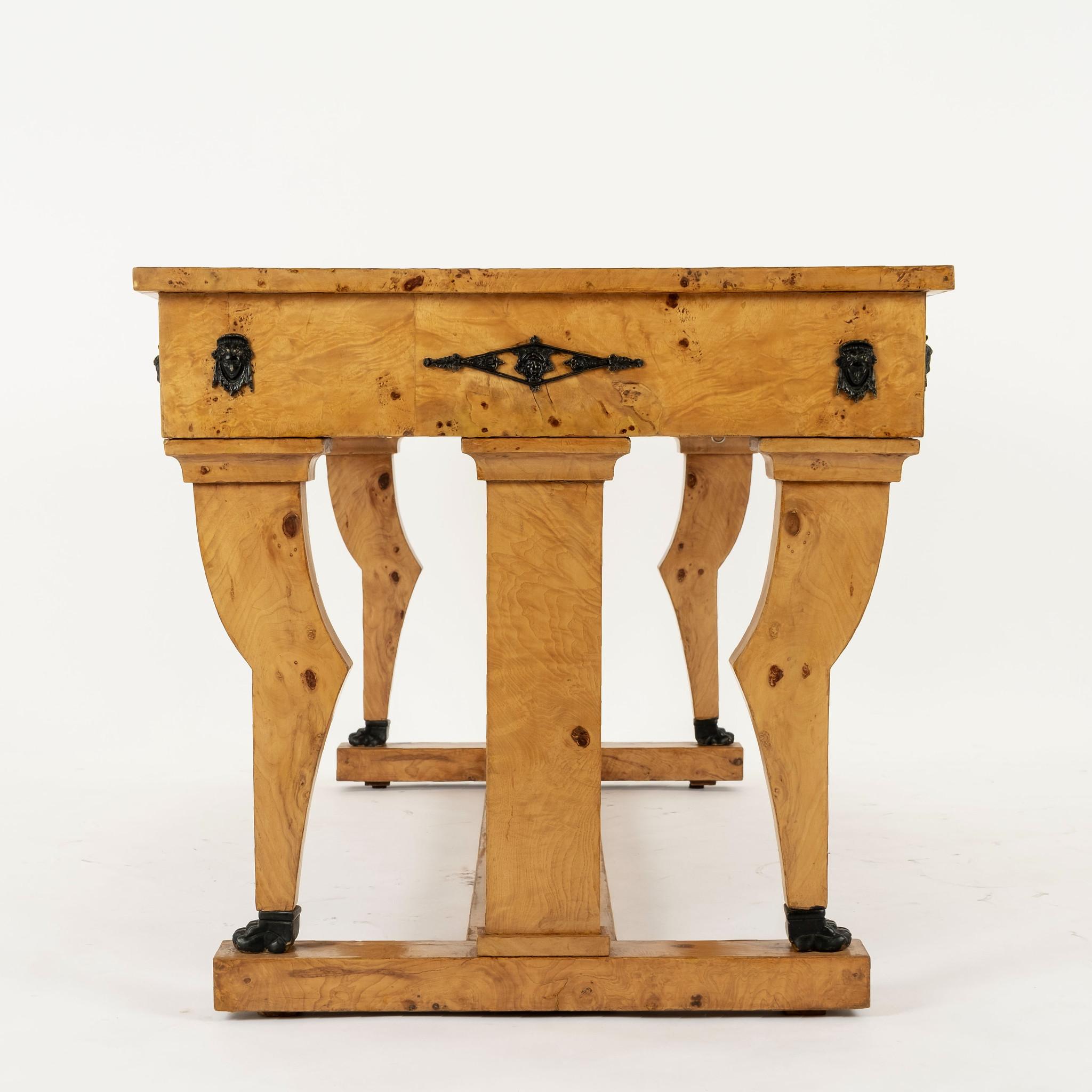 Italian Empire Style Burlwood Desk For Sale