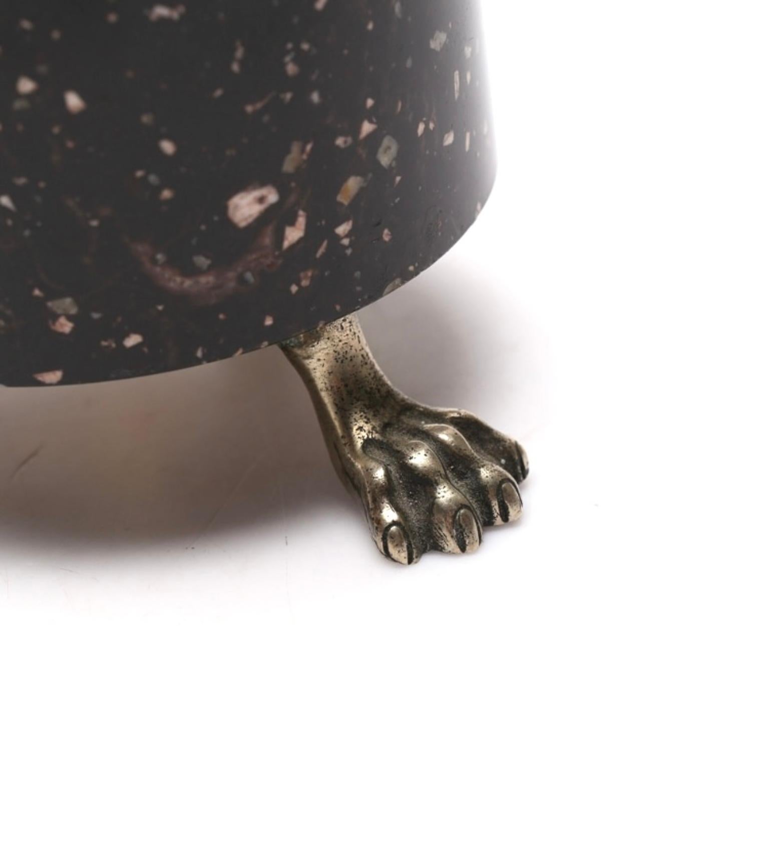 Empire Style Candlestick Bronze and Porphyry Base For Sale 2