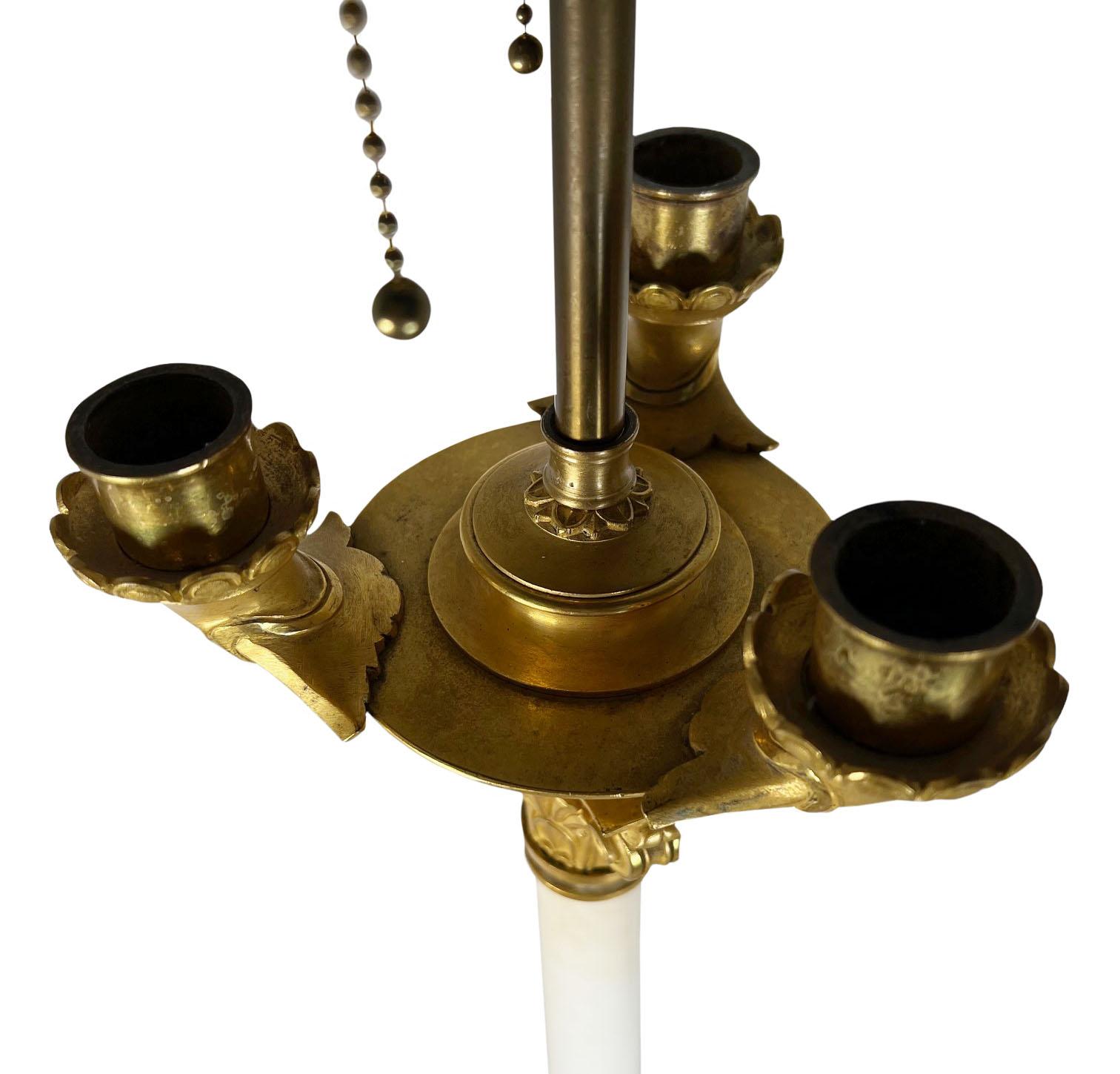 Early 20th Century Empire Style Carrera Marble And Bronze Dore Candelabra For Sale