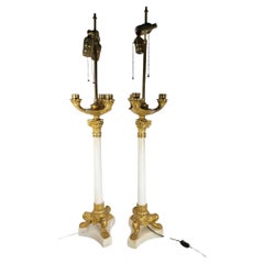 Empire Style Carrera Marble And Bronze Dore Candelabra